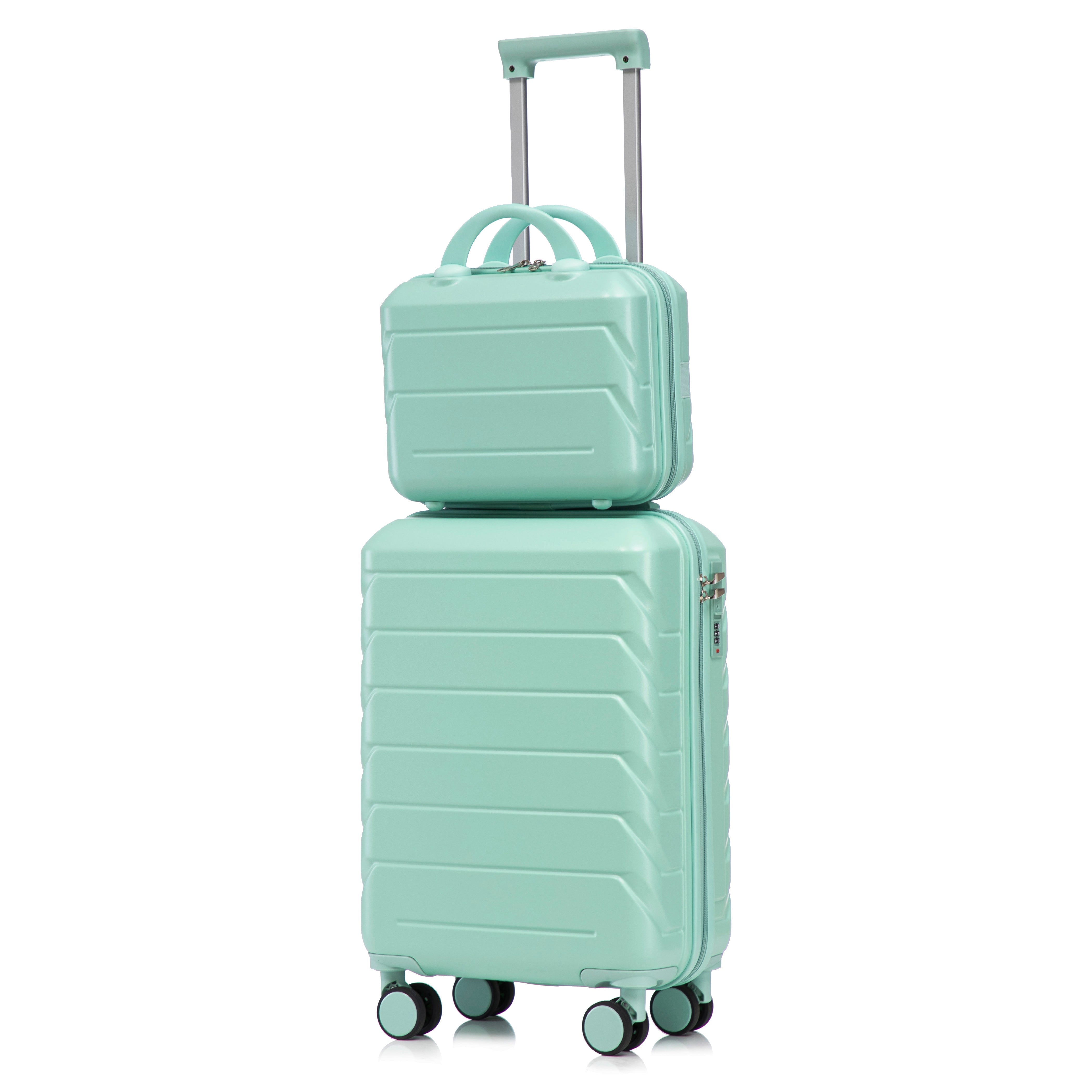 Logidon 14 en 19 inch ABS spinner kofferset mintgroen 2-delig