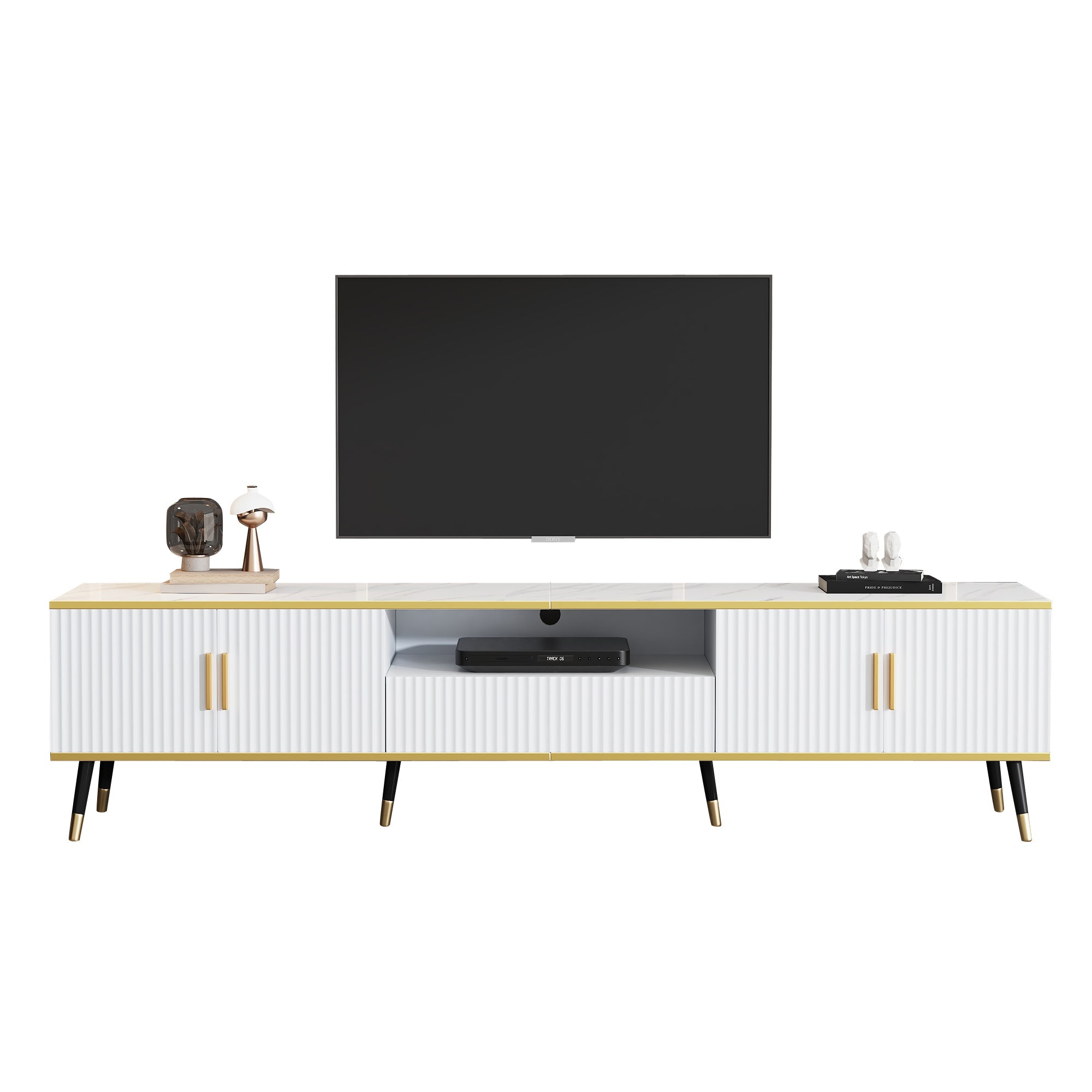 Logidon Modern TV-meubel Wit Marmerlook 200x40x46 cm