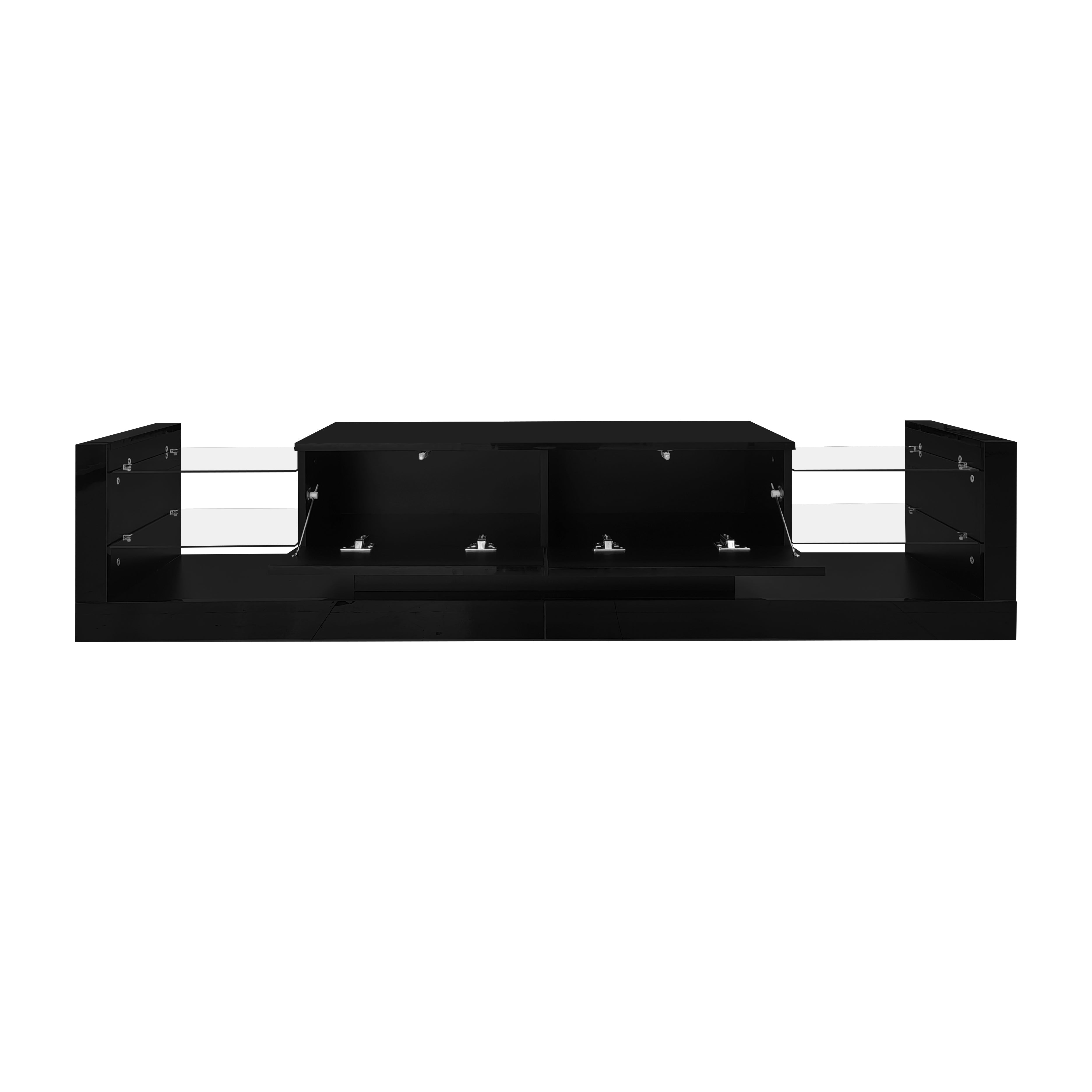 Logidon TV wall cabinet set black high gloss with LED lighting 181cm