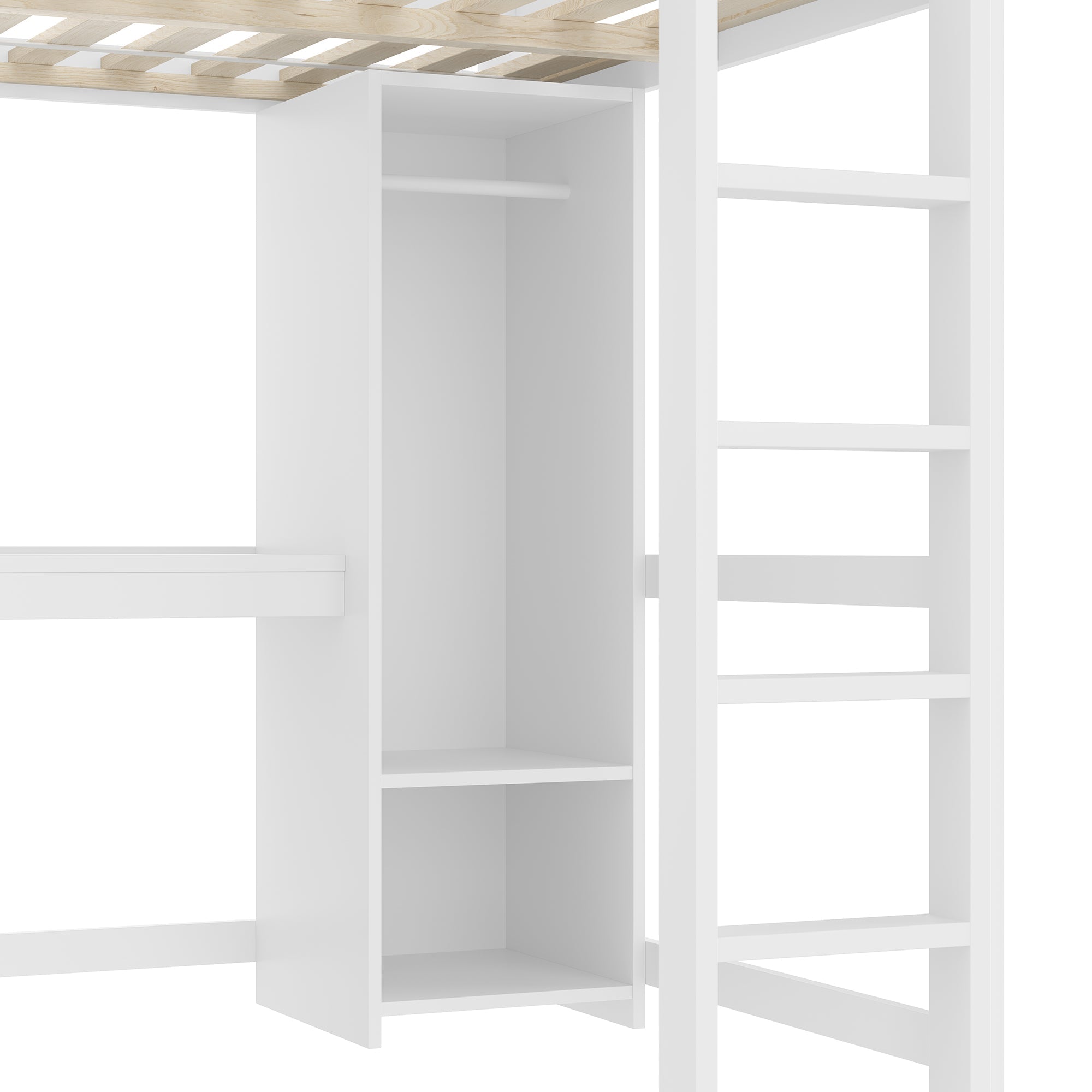 Logidon hoogslaper 140x200 cm met bureau en planken wit
