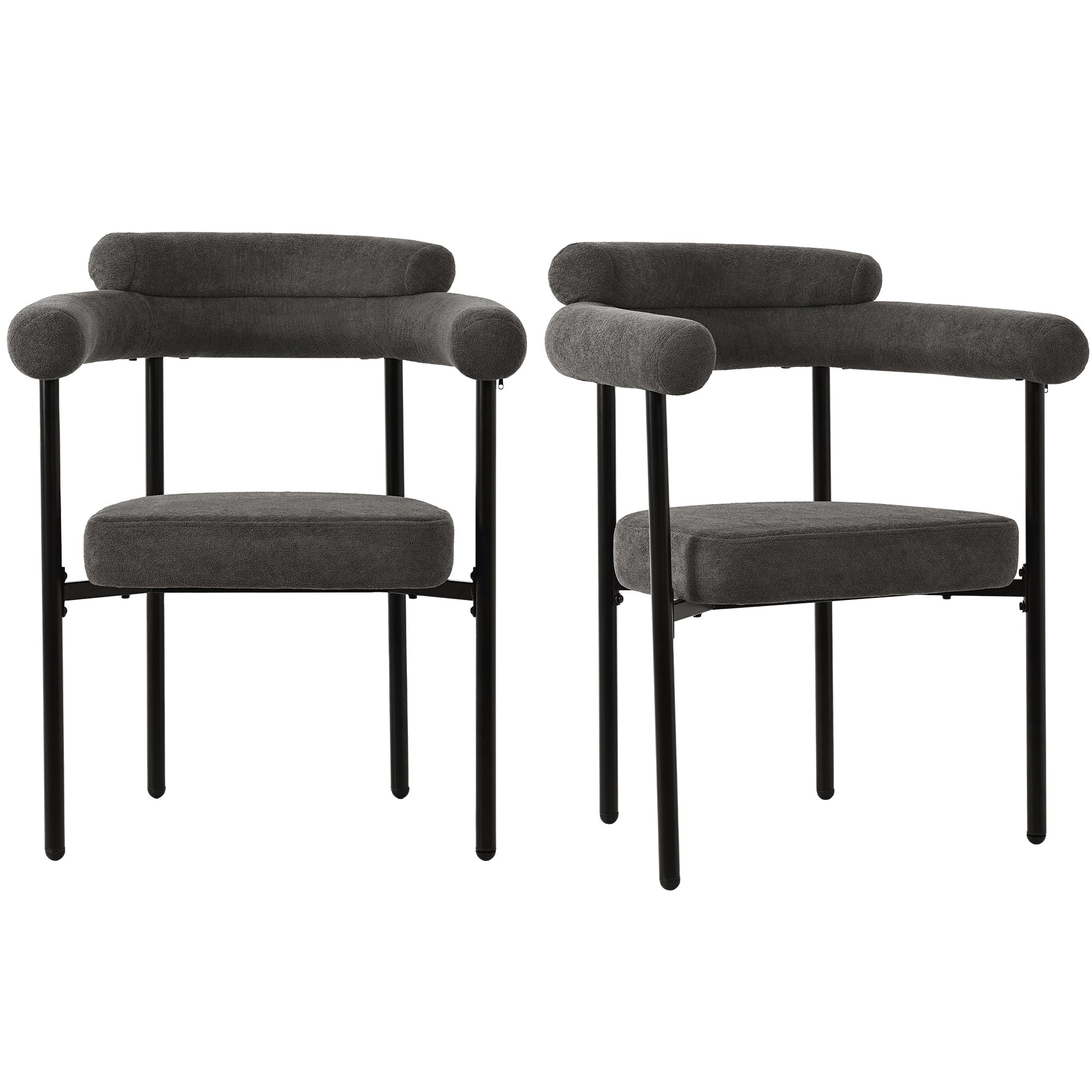 Logidon Set of 2 Dining Chairs Dark Gray Velvet Comfortable
