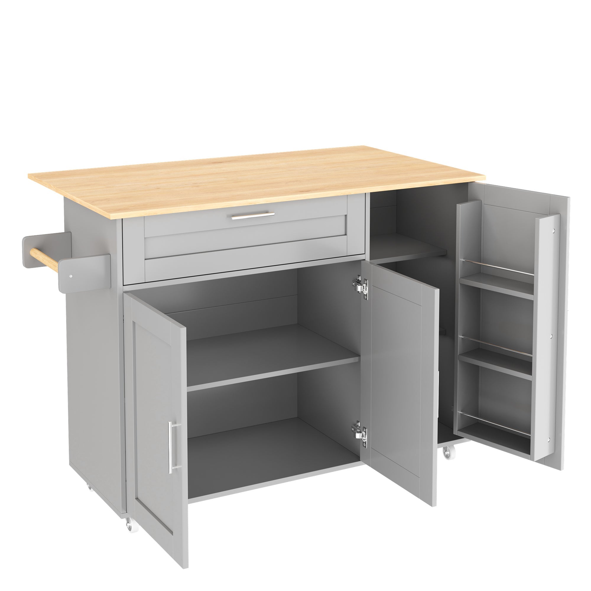 Logidon mobile kitchen table with folding top oak grain