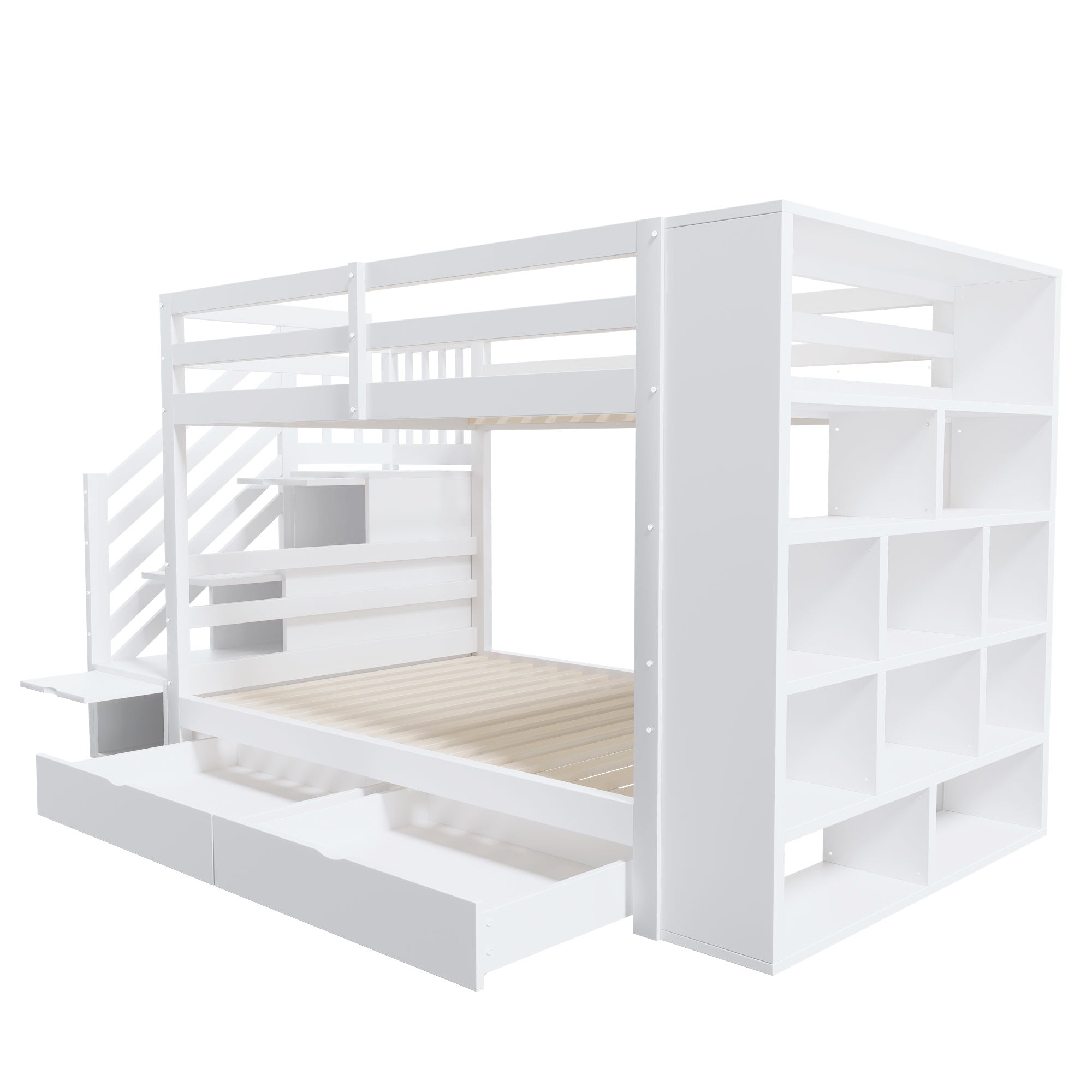 Logidon stapelbed 90x200 cm met veiligheidstrap en opbergruimte wit