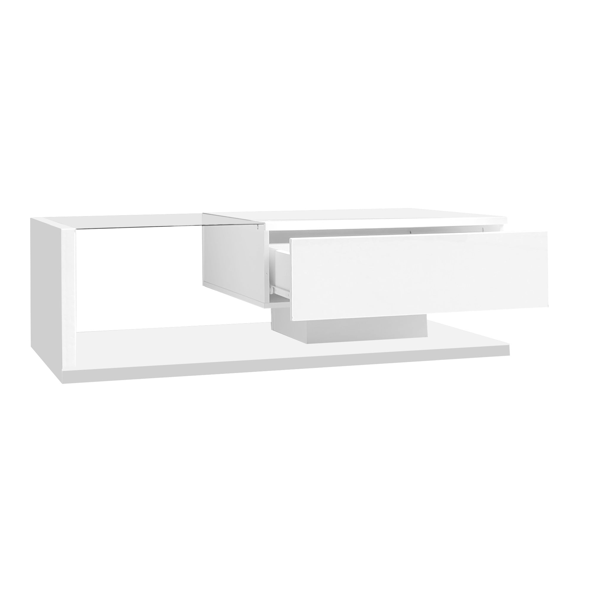 Logidon salontafel hoogglans wit glas LED 105 x 55 cm