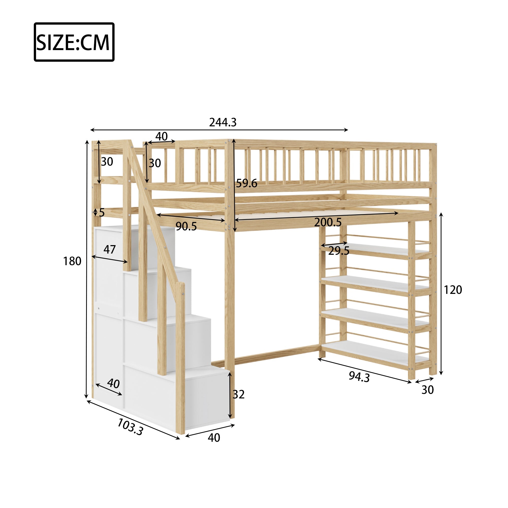 Logidon hoogslaper 90x200 cm met kledingkast en opbergruimte combinatiebed