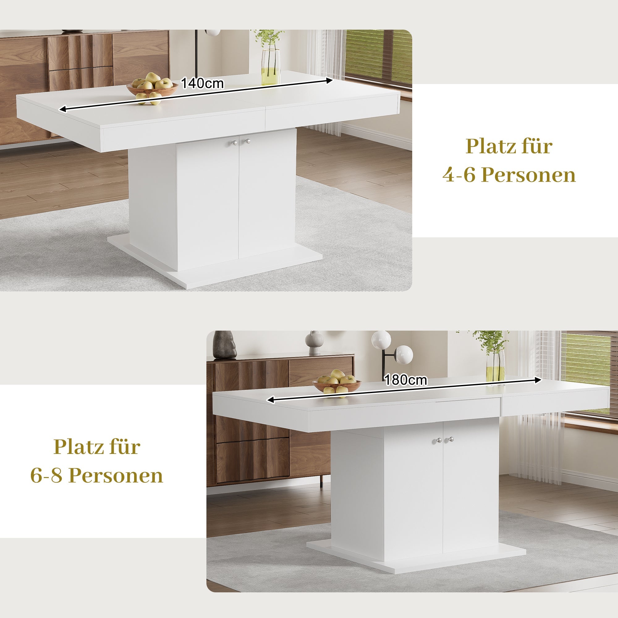 Logidon uitschuifbare eettafel L140/180 cm wit met opbergruimte