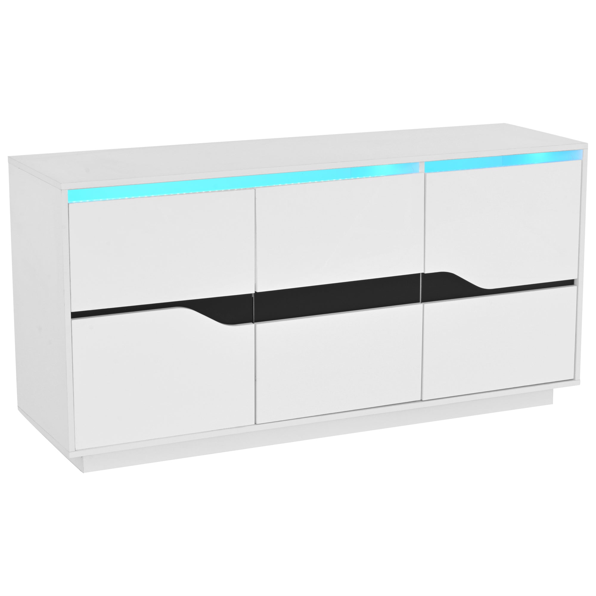 Logidon Sideboard 140x40x76 Cm White Black With 3 Doors LED