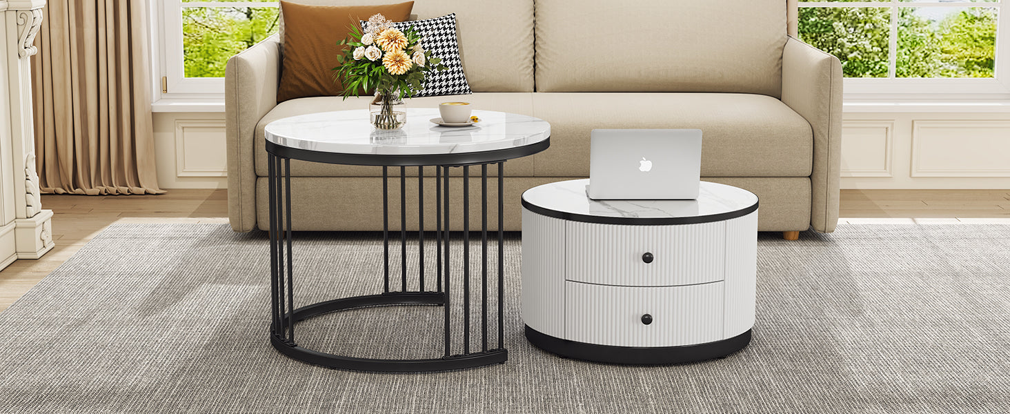 Logidon Elegante salontafelset in nestvorm wit 60x60 en 50x50