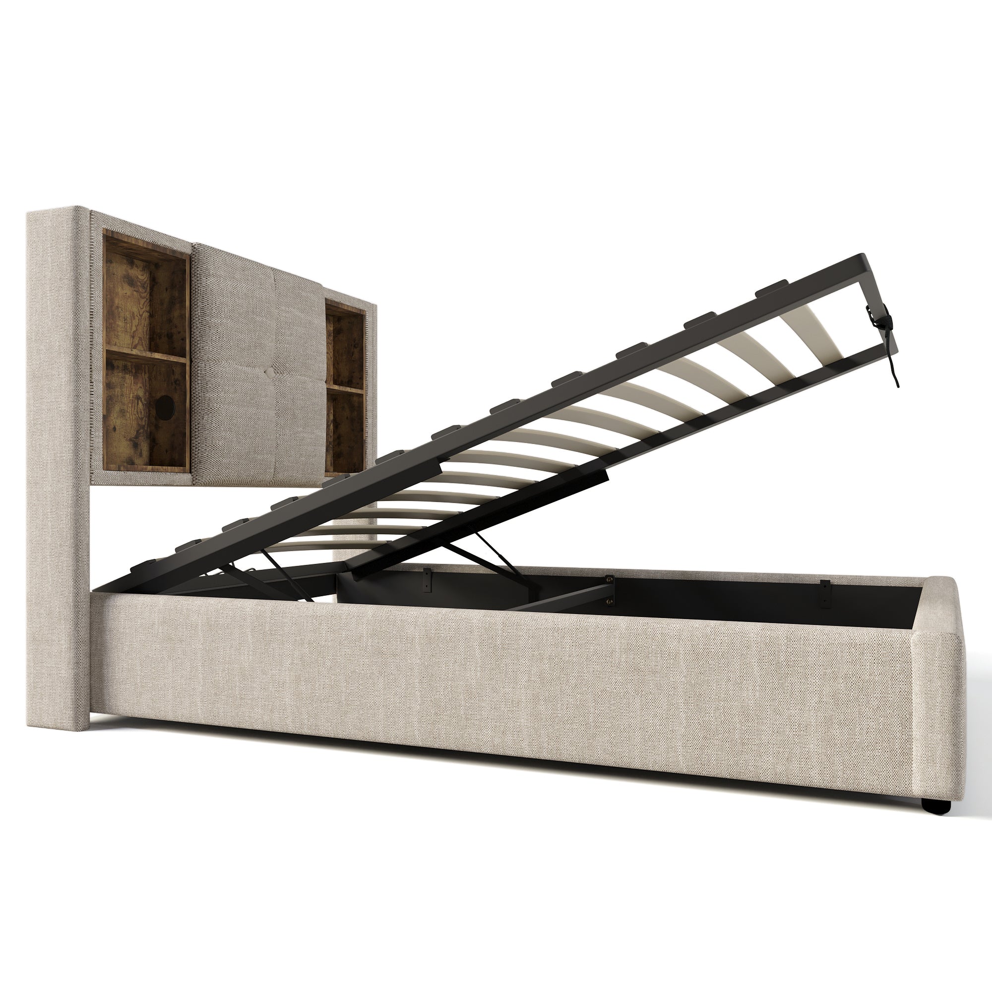 Logidon eenpersoonsbed 90x200 met draadloos opladen USB C en opbergruimte