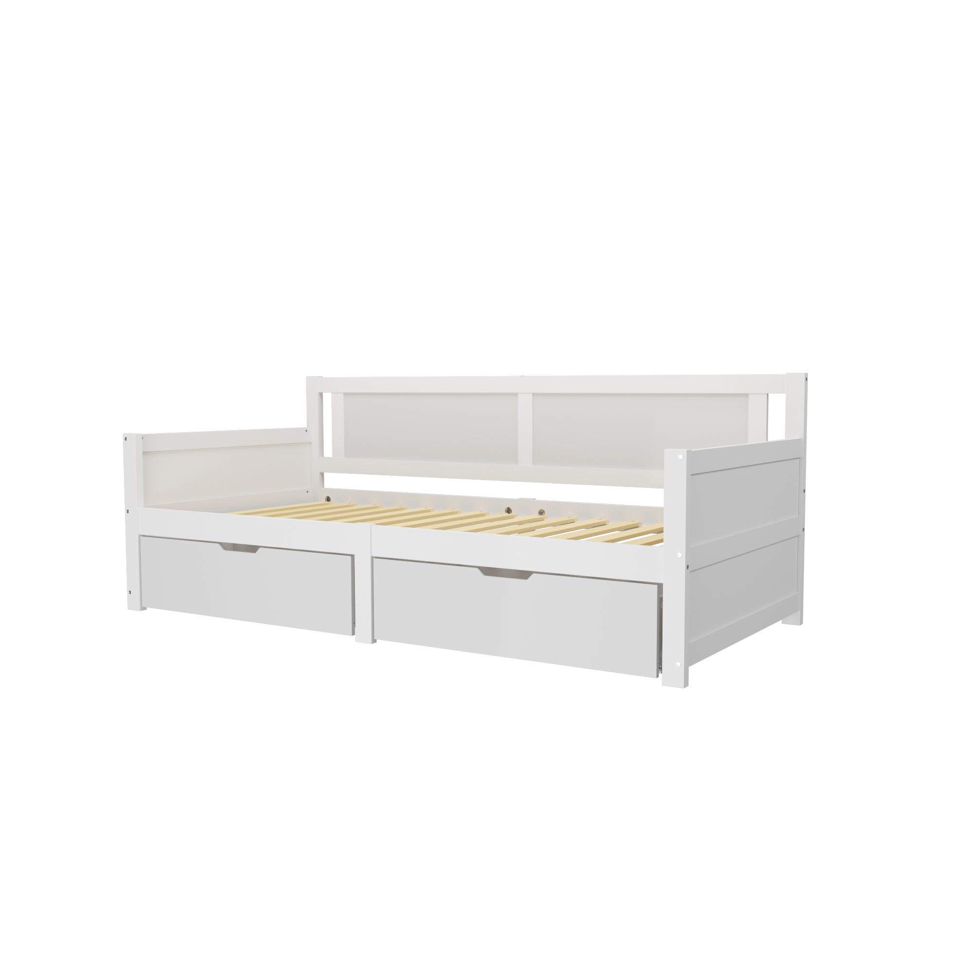 Logidon sofa bed 90x200 white solid wood frame two storage compartments