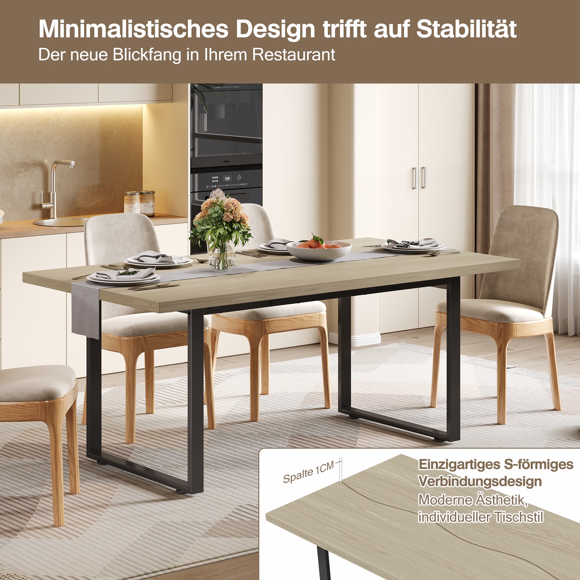 Logidon eettafel 160x80 cm industriële houtlook, metalen frame