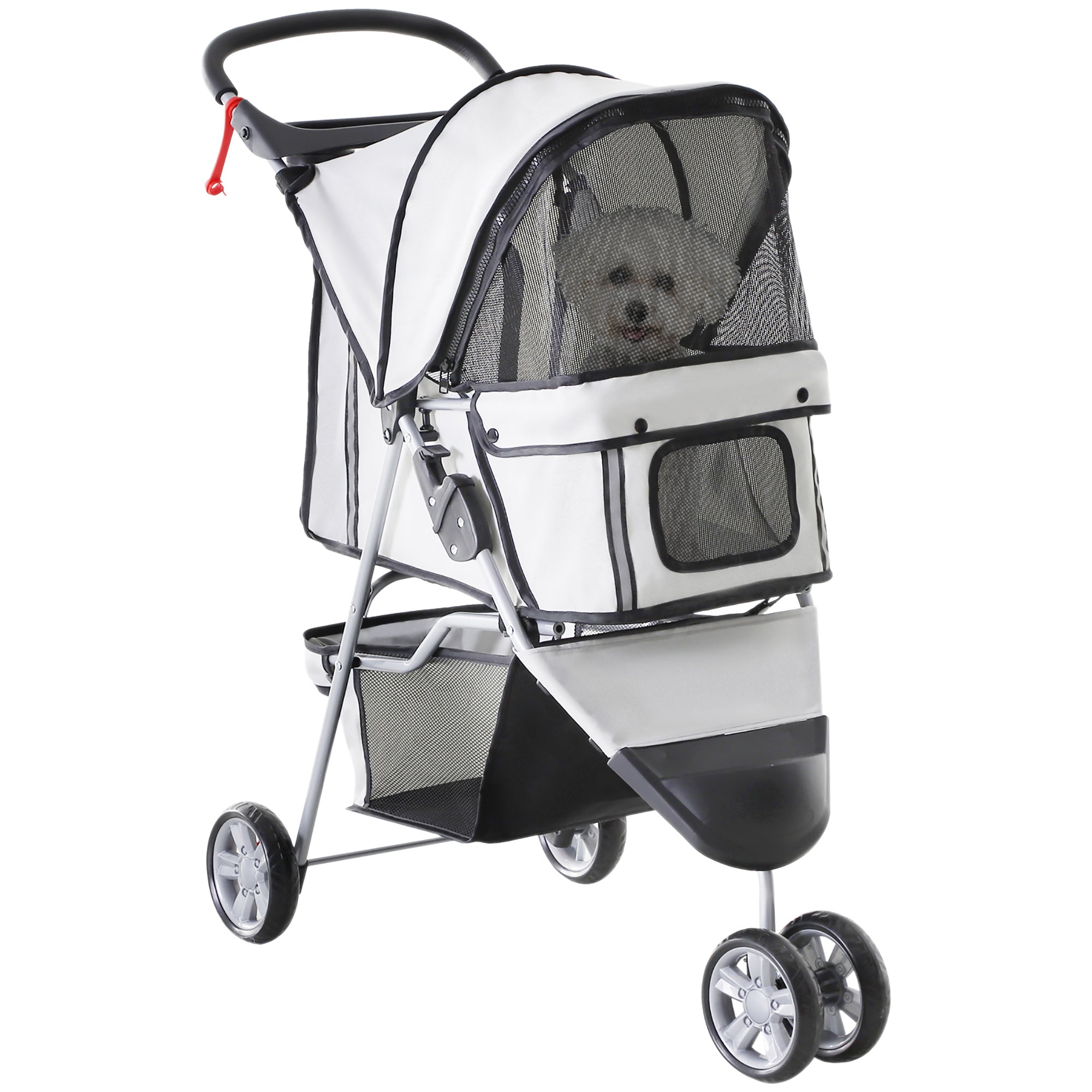 Logidon hondenbuggy grijs met opbergmand en bekerhouder