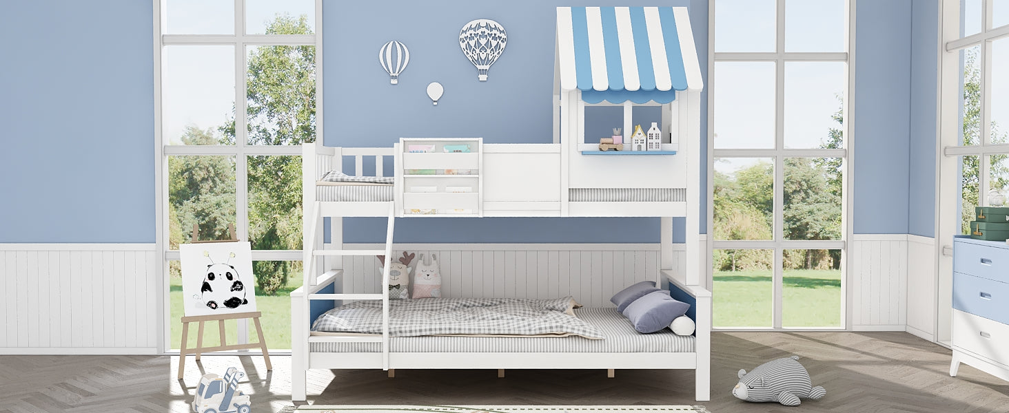 Logidon stapelbed kinderbed met opbergruimte 90x200/120x200 wit-blauw