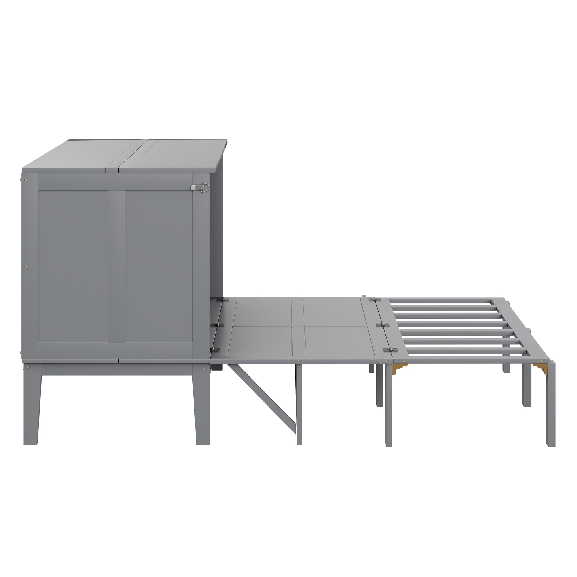 Logidon bedkast 140x200 cm grijs opklapbed met lattenbodem