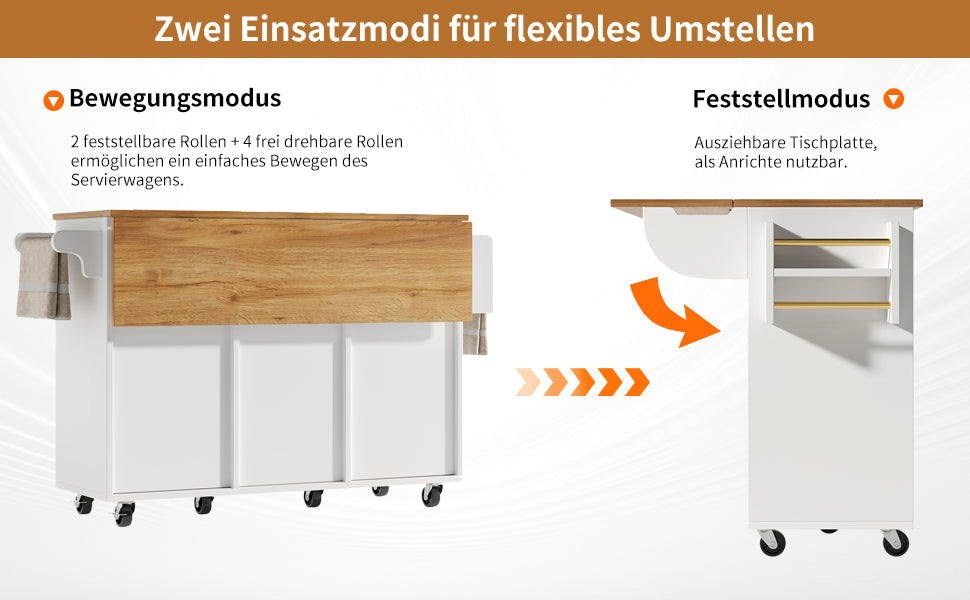 Logidon Kitchen Island Extendable with Wheels White 146x70x90 cm