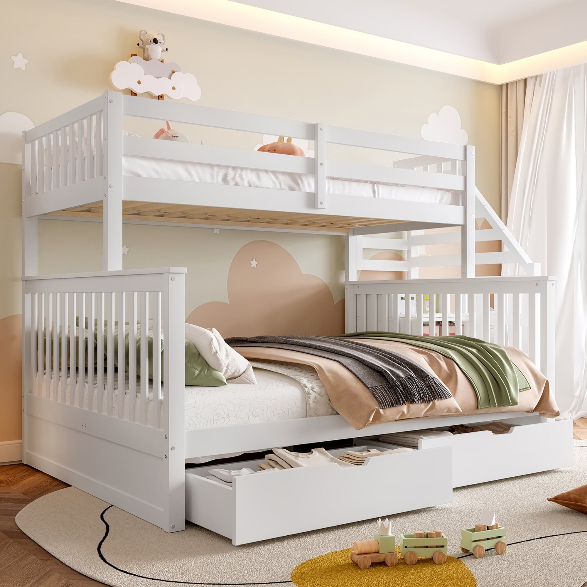 Logidon stapelbed 90x200 ruim 140x200 met opbergruimte wit