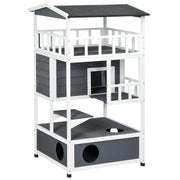 Logidon Kattenhuis met Toilet Grijs met meerdere verdiepingen 78 x 76 x 140 cm