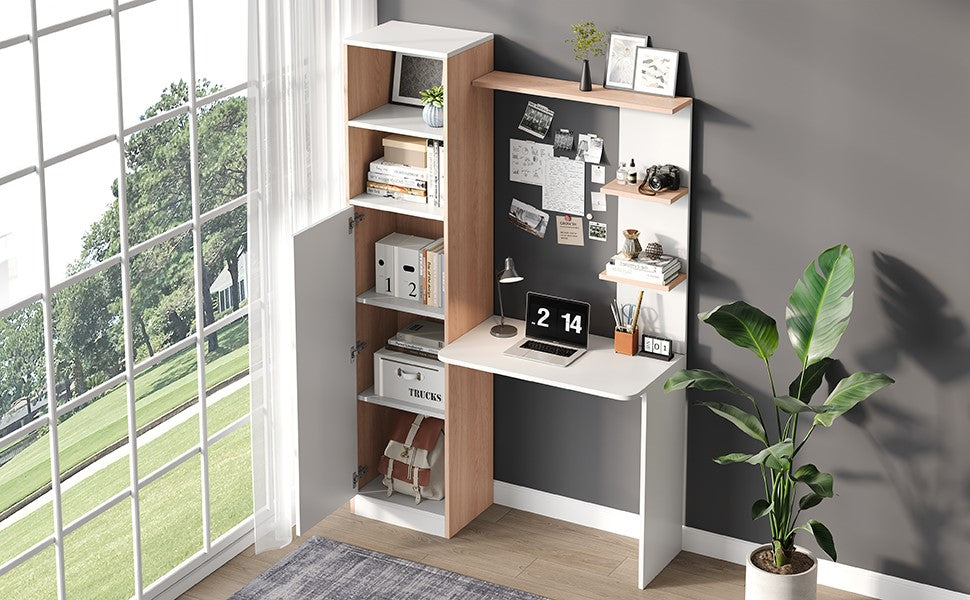 Logidon work table storage white wood contrast 123.5x45x168.5 cm