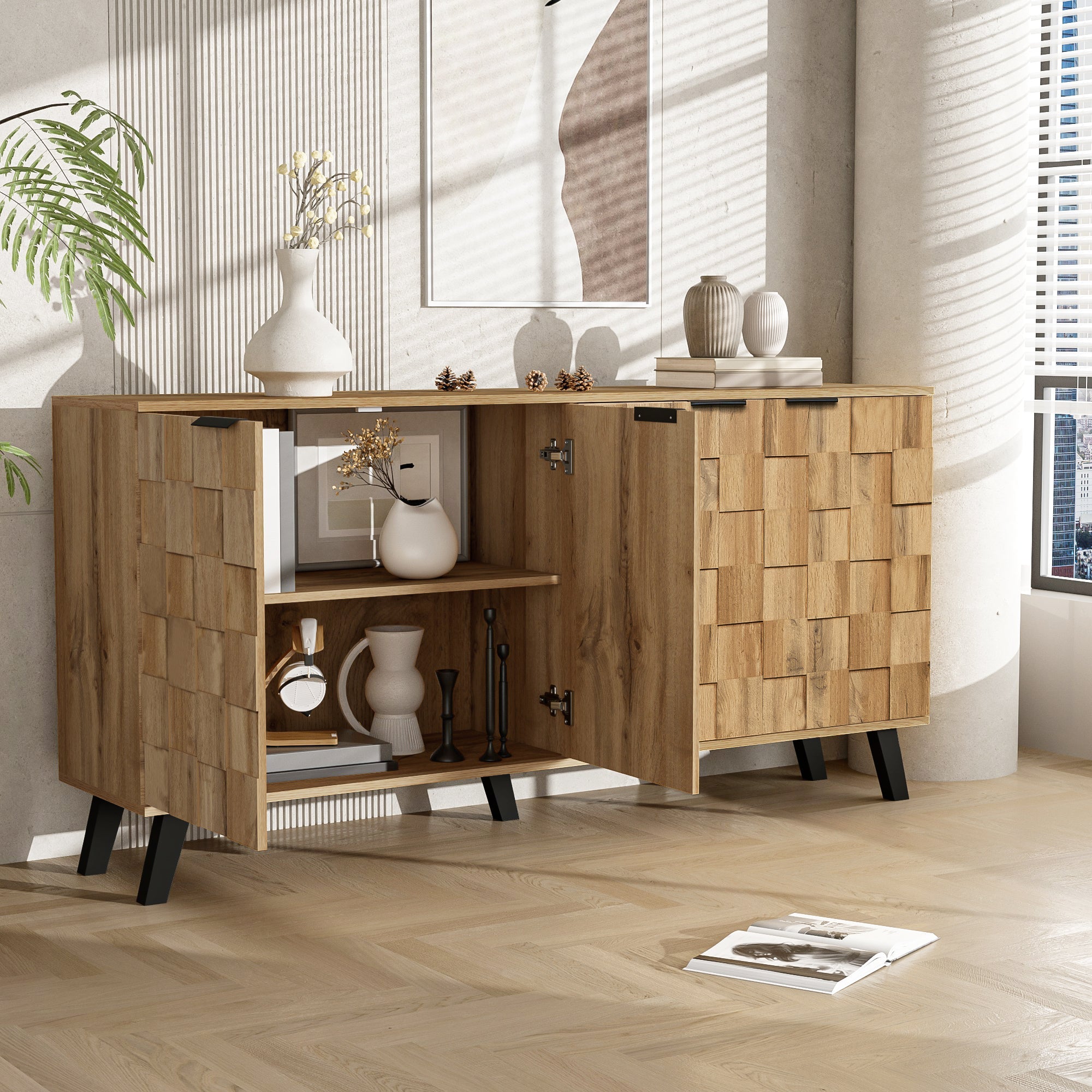 Logidon Modern dressoir vier deuren 160,5 x 35,5 x 78 cm
