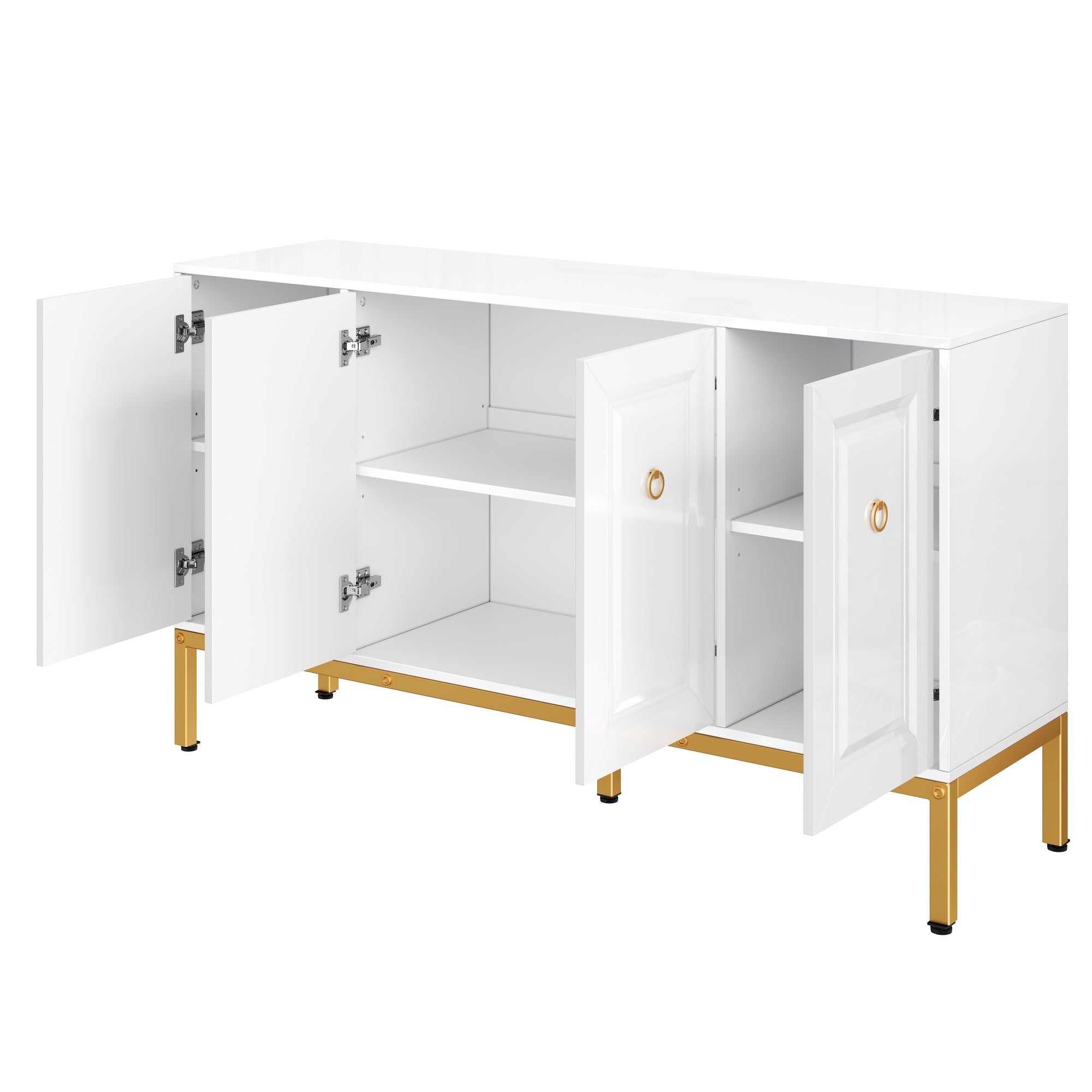 Logidon dressoir hoogglans wit 140x80x40 cm gouden handgrepen