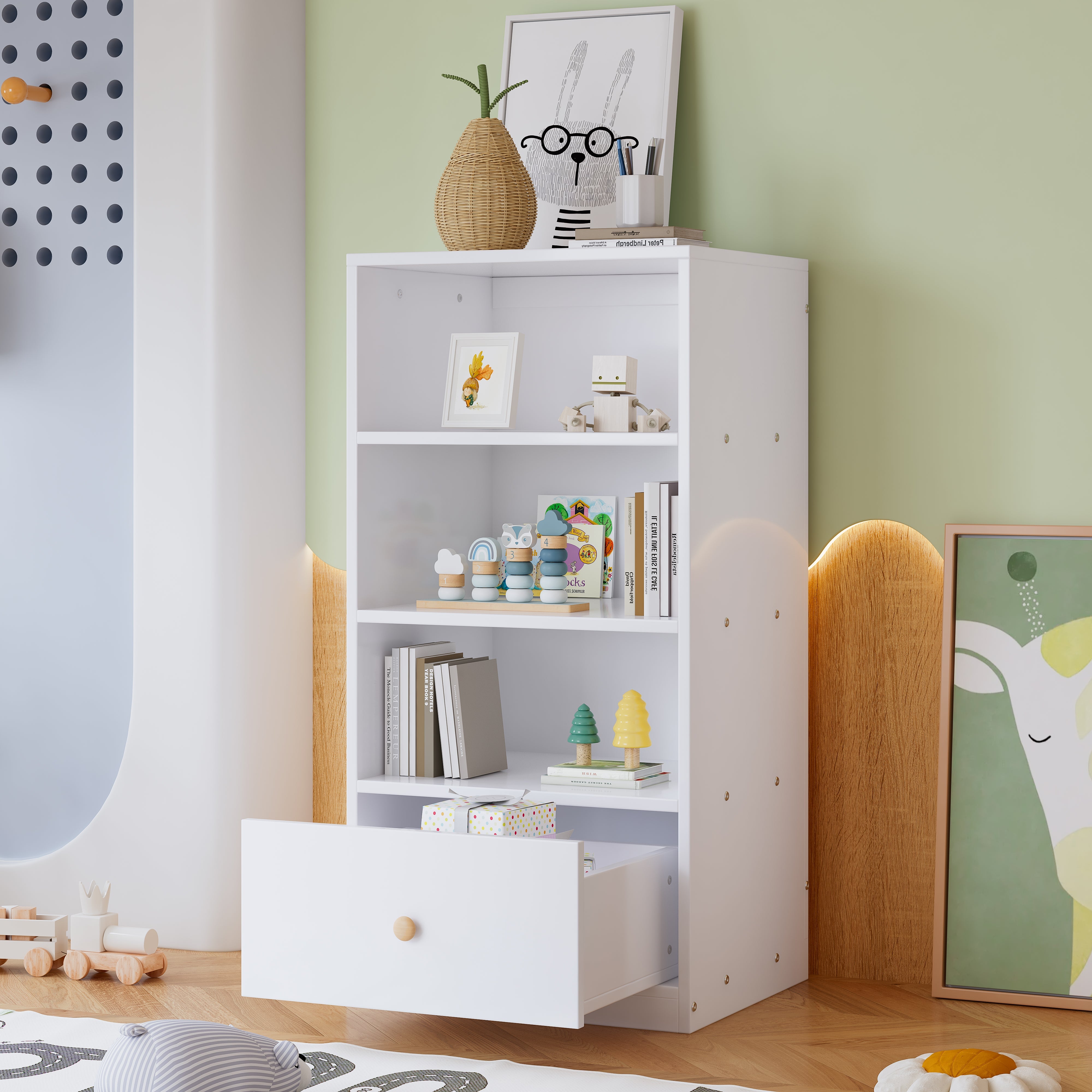 Logidon boekenkast wit 60x50x120 cm met 3 planken en lade