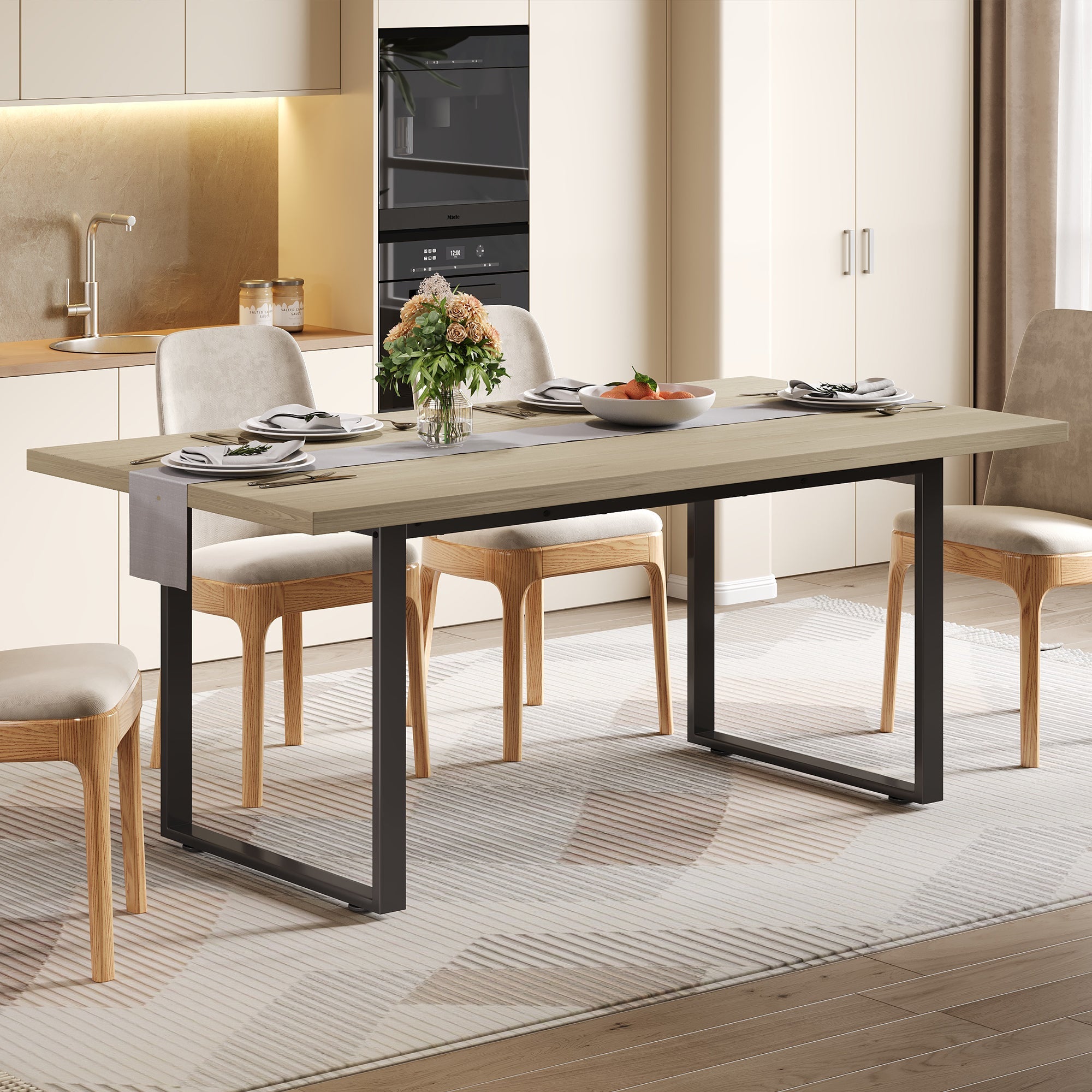 Logidon eettafel 160x80 cm industriële houtlook, metalen frame