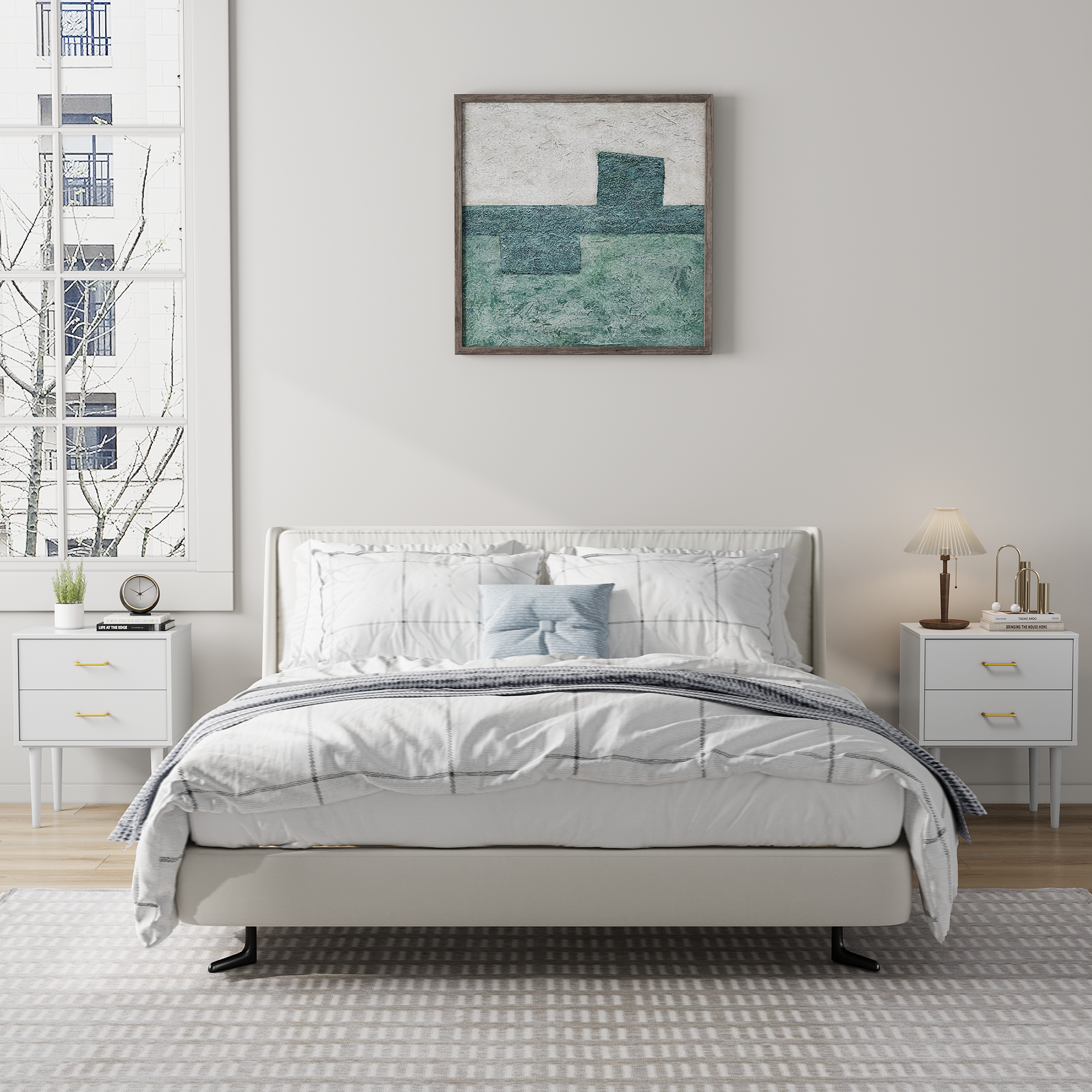 Logidon Wit Nachtkastje Met 2 Laden Modern MDF Design 50x37x67