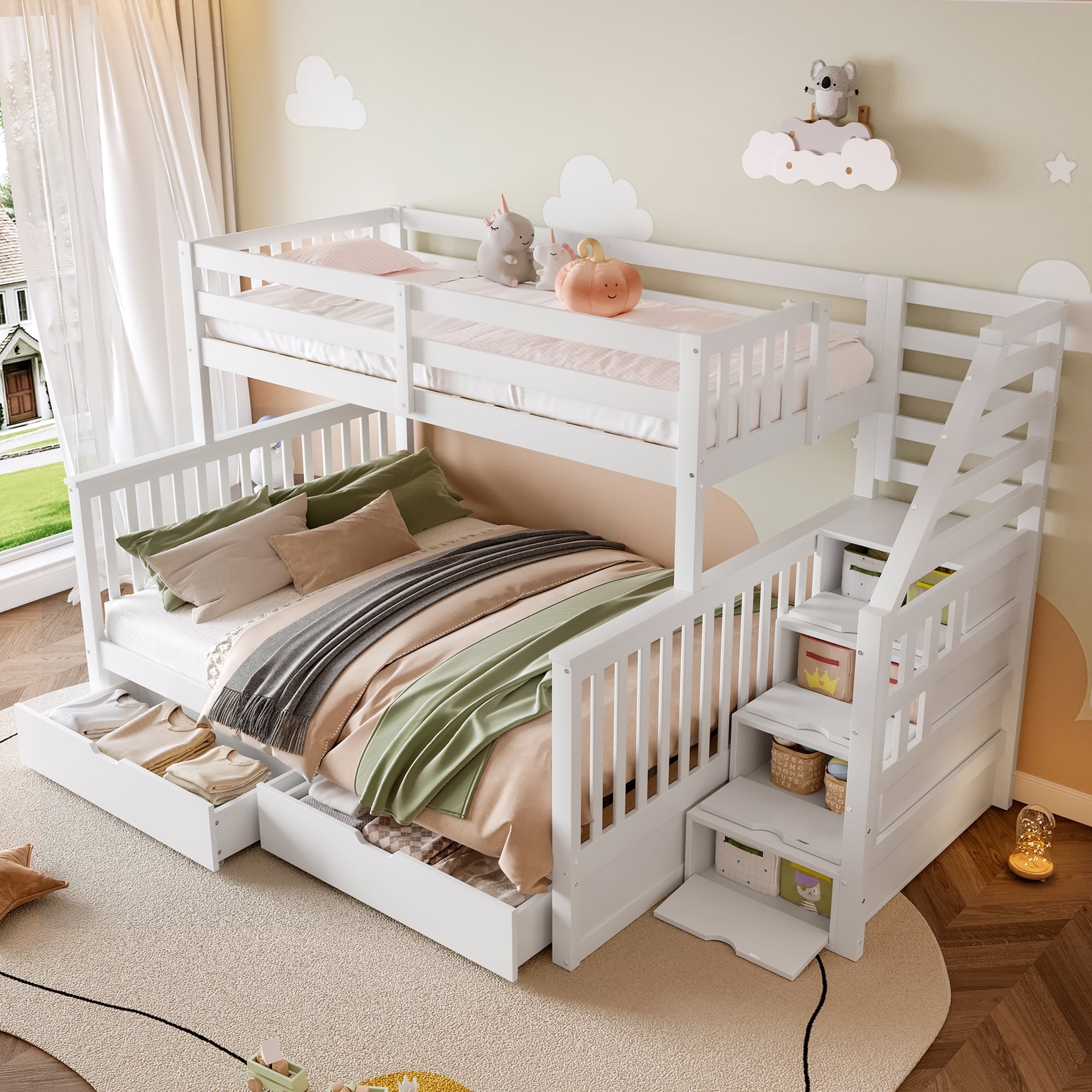 Logidon stapelbed 90x200 ruim 140x200 met opbergruimte wit