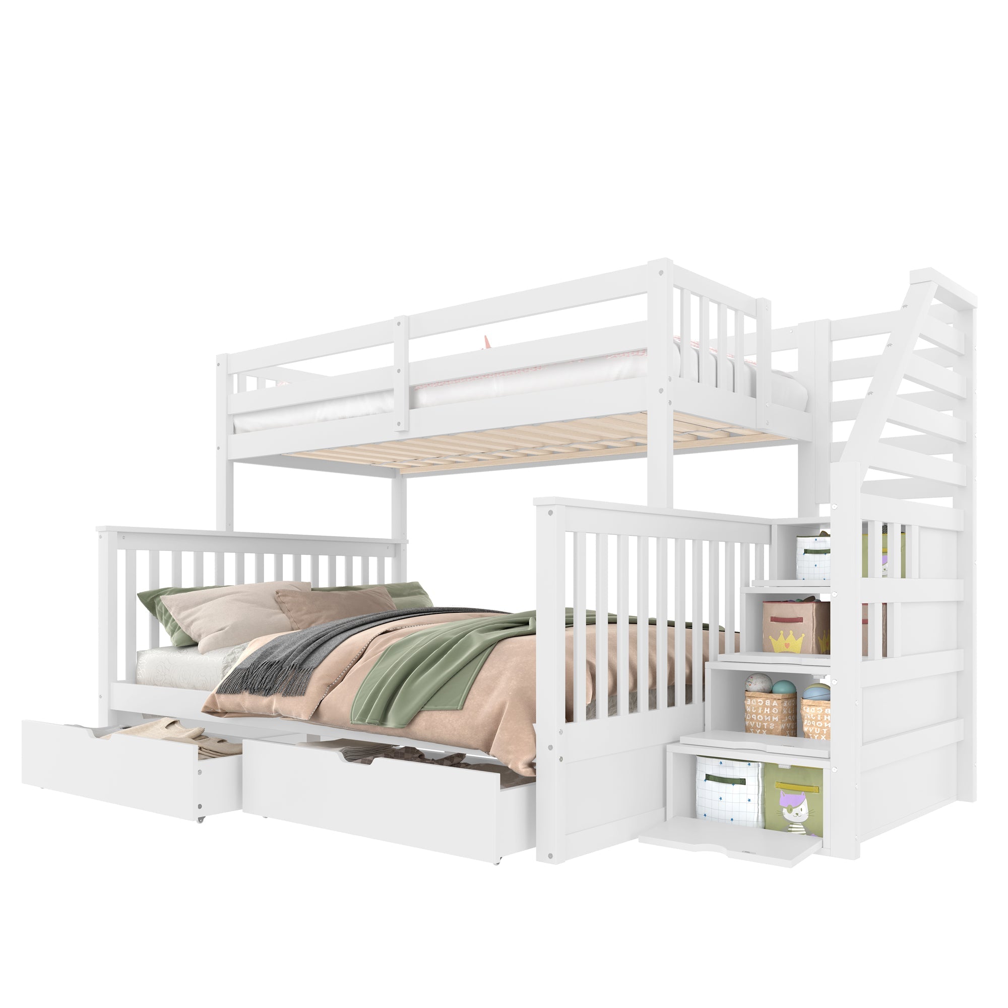 Logidon stapelbed 90x200 ruim 140x200 met opbergruimte wit