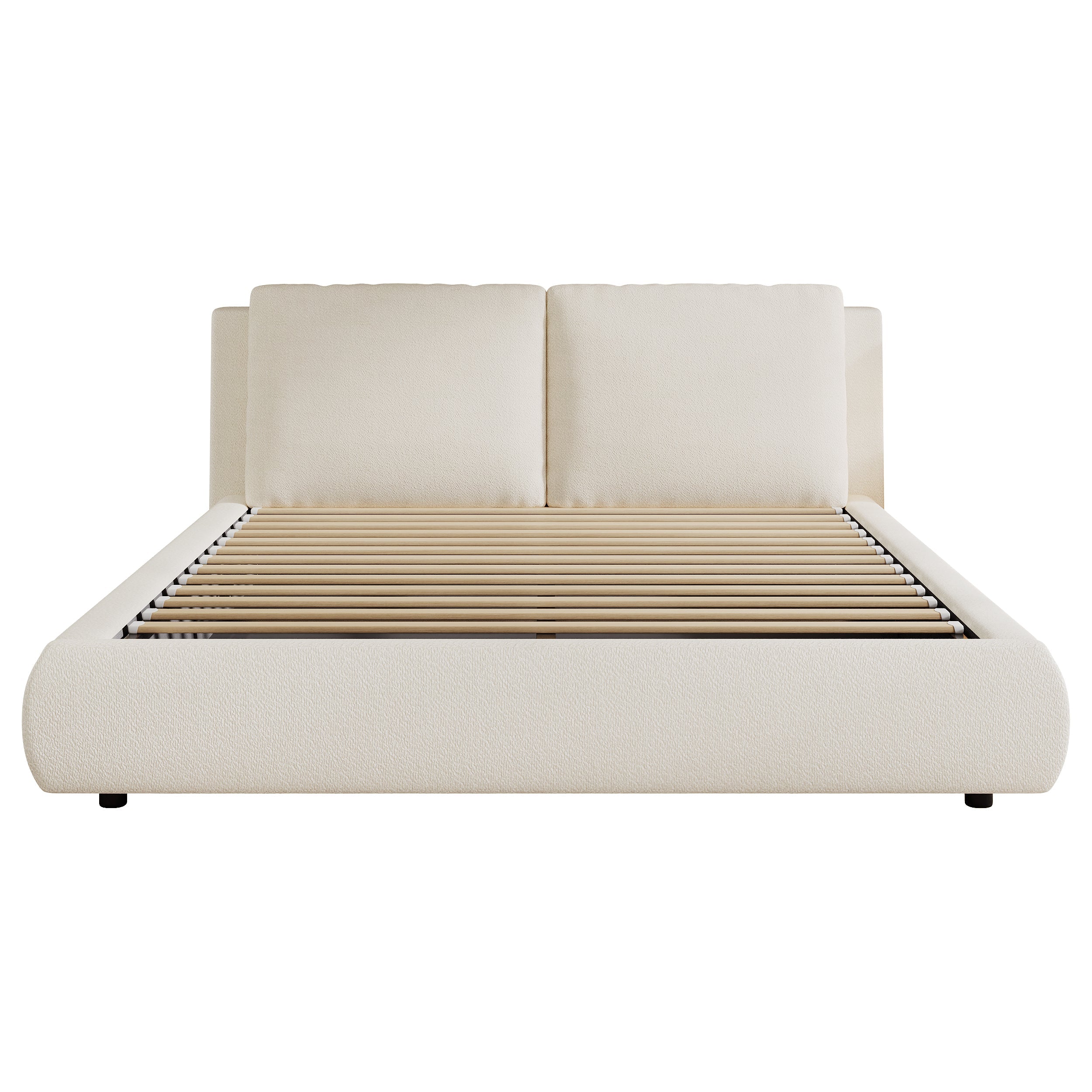 Logidon gestoffeerd bed 180x200 cm met opbergruimte en hydrauliek beige bouclé