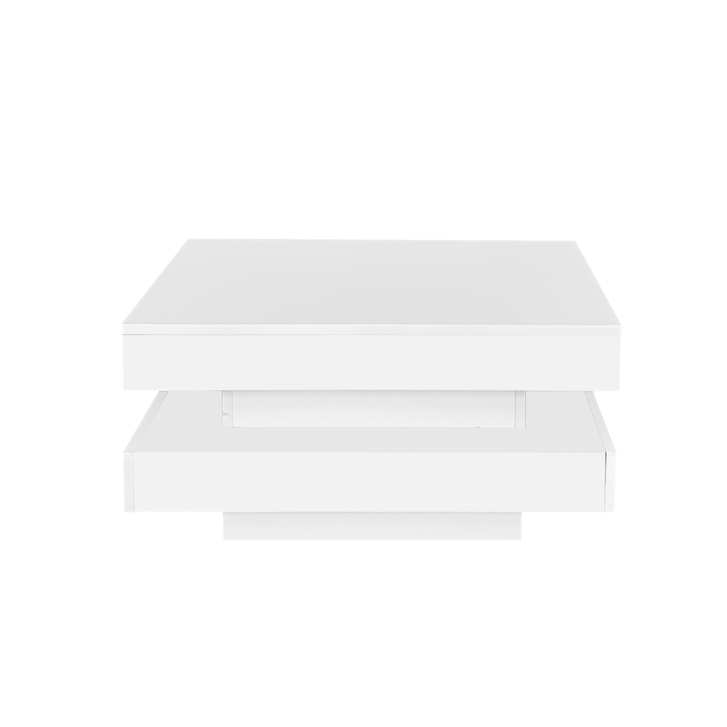 Logidon witte hoogglans salontafel 70x70x36 cm met draaiplaat en 16-kleuren LED