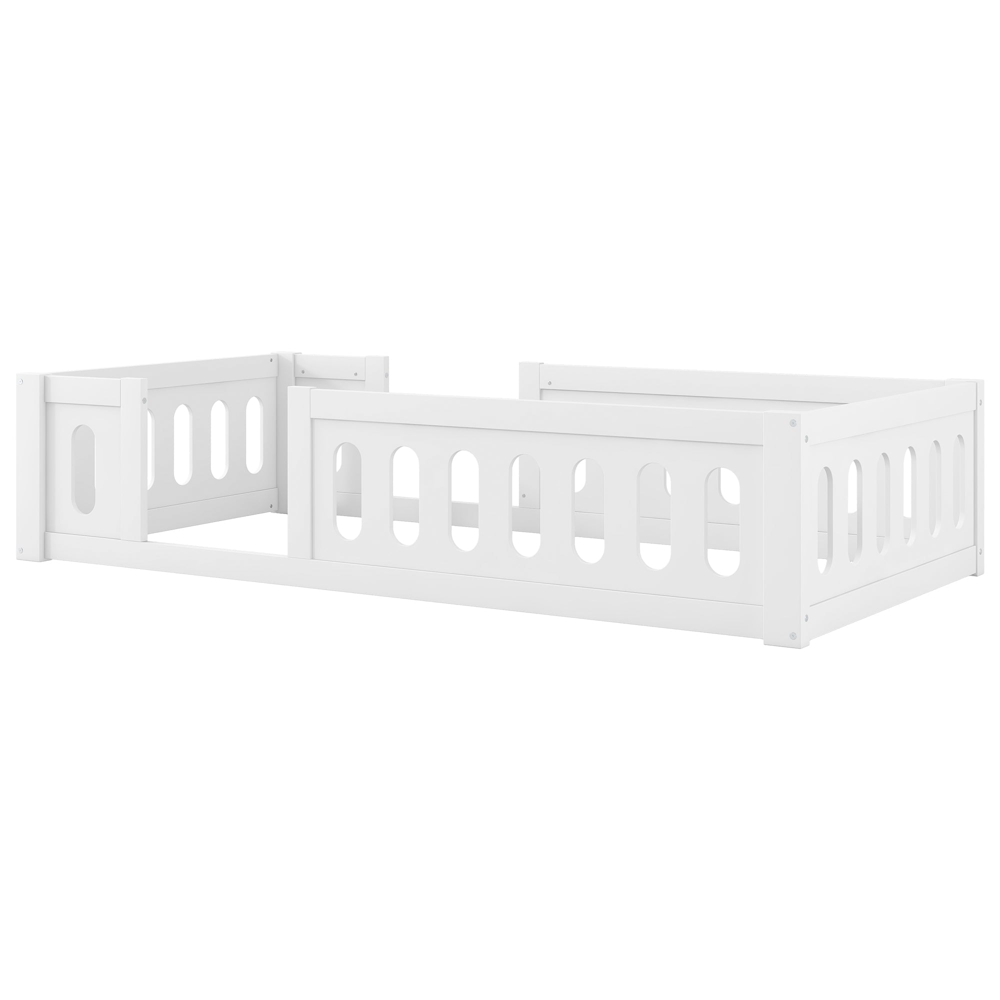Logidon Houten Platformbed 90x200 Met Reling Wit