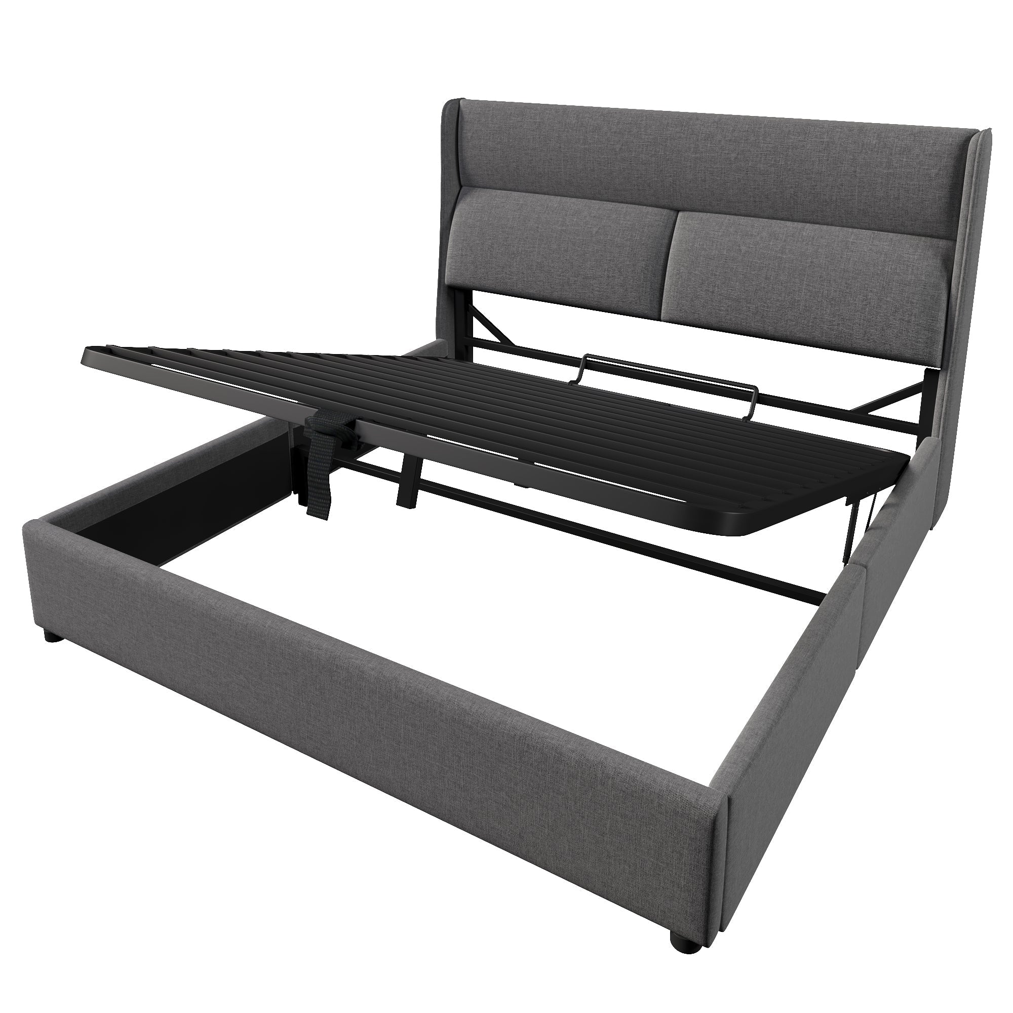Logidon gestoffeerd bed 160x200 grijs met verstelbare hoofdsteunen
