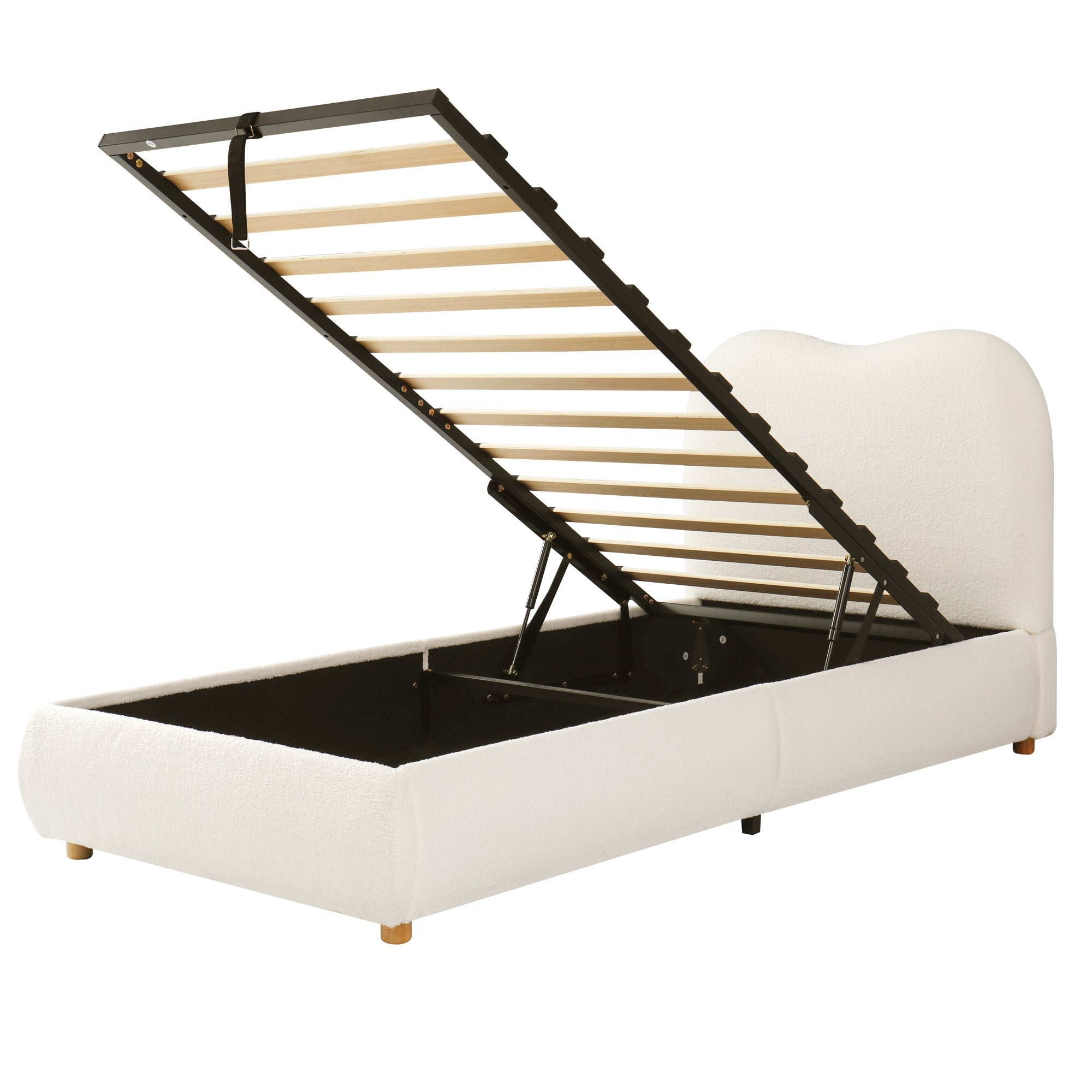 Logidon Hydraulisch Kinderbed 90 x 200 cm met Opbergruimte Beige Bouclé