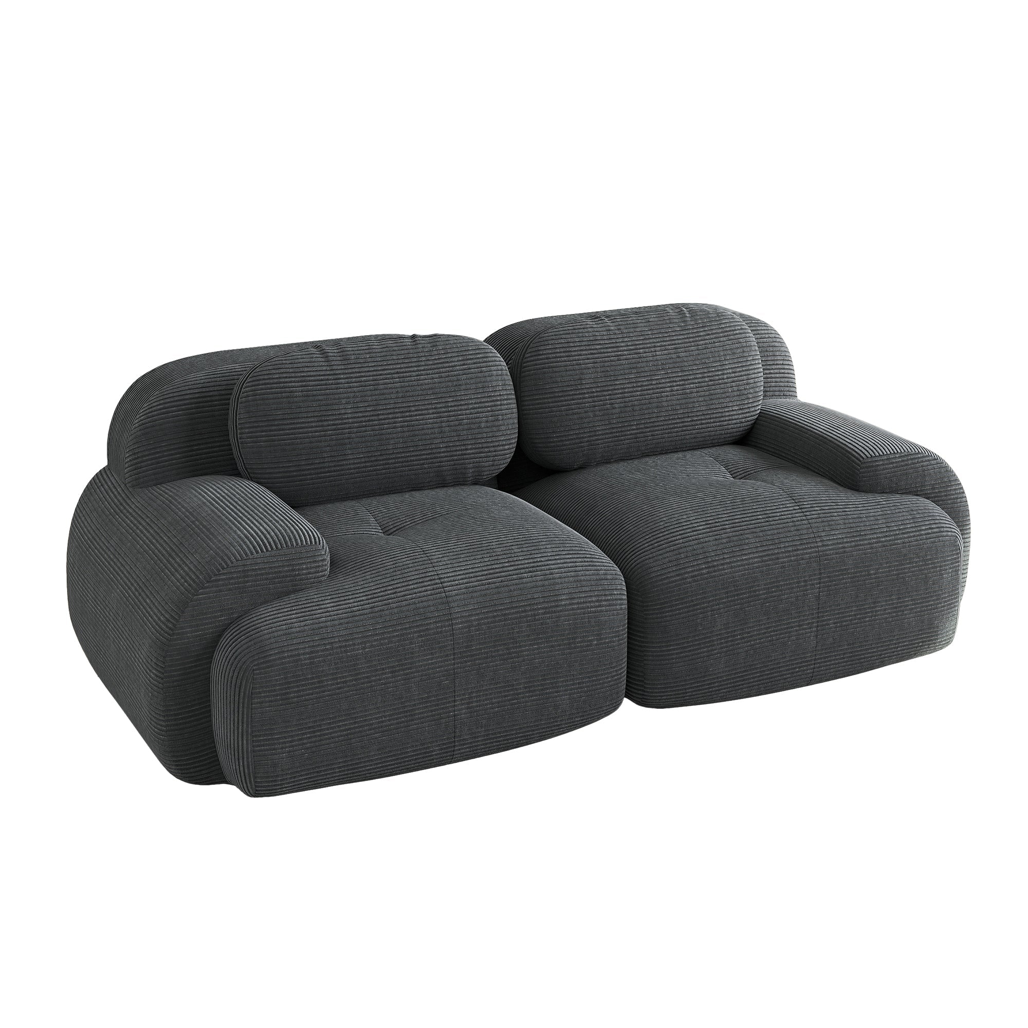 Logidon 208 centimeter loveseat bank grijs corduroy modulair ontwerp