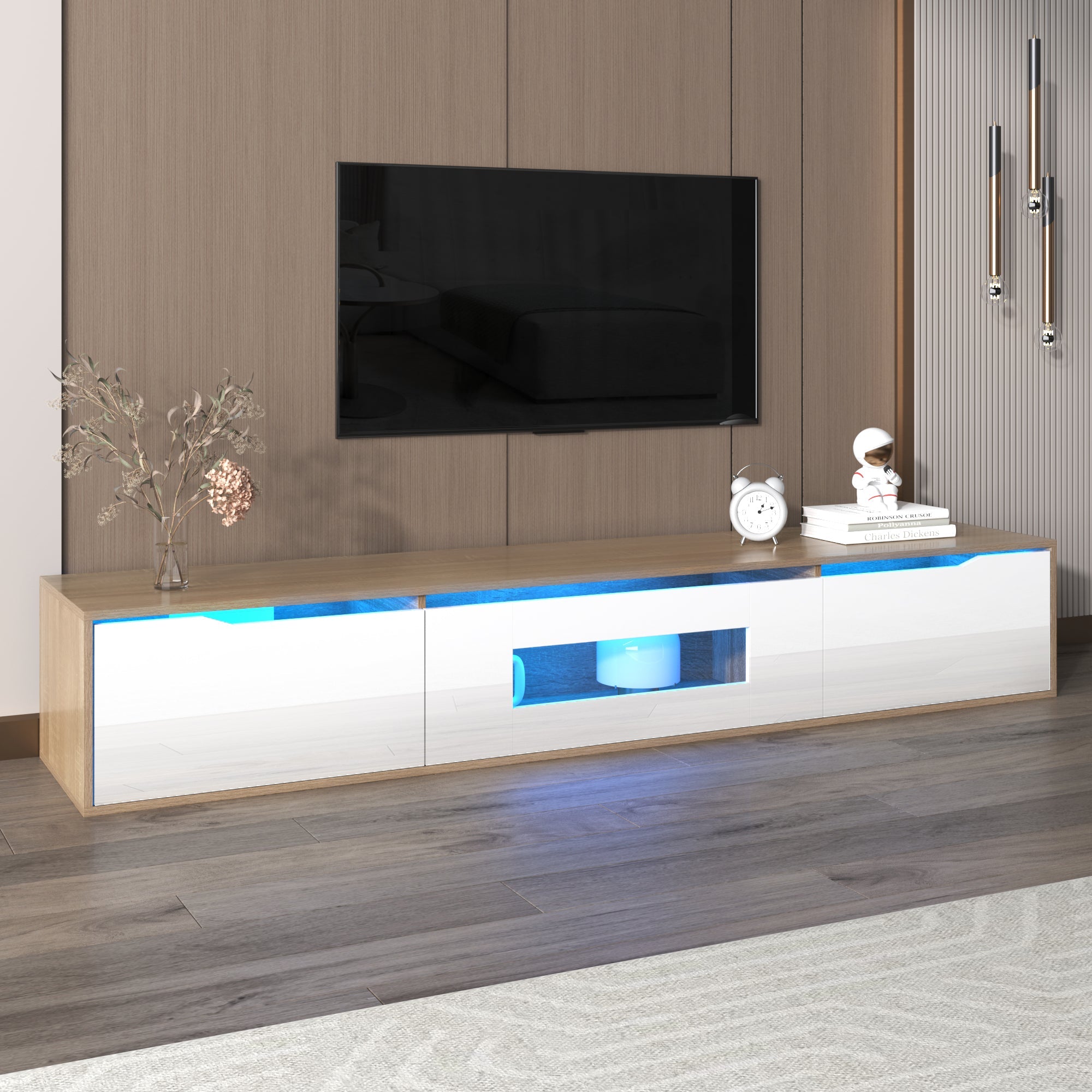 Logidon TV-meubel 180 cm hoogglans wit met kleurwisselende LED