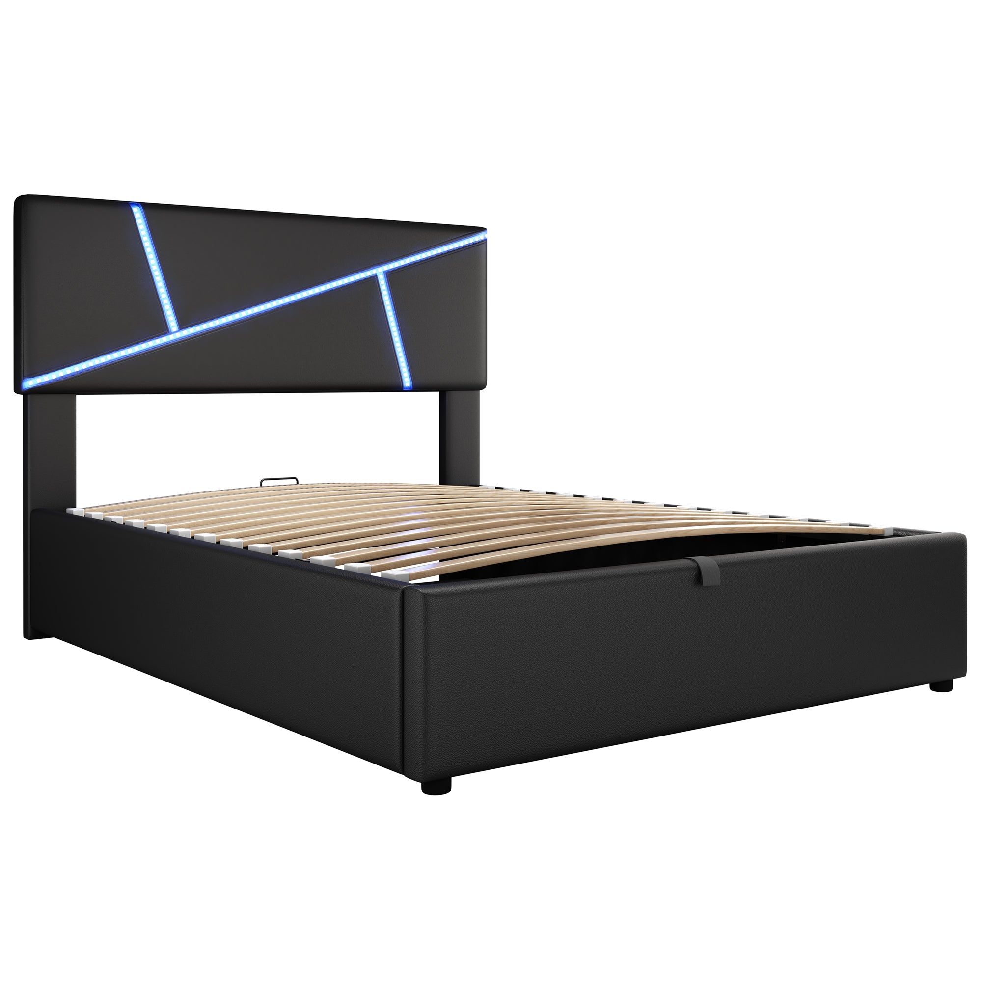 Logidon comfortabel gestoffeerd bed 90x200 zwarte LED-lichtstrips