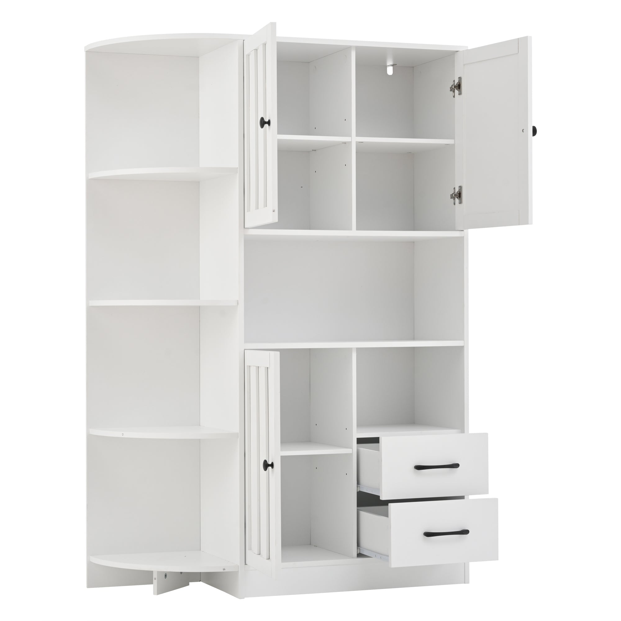 Logidon corner cabinet white 104x35x155 cm display cabinet 3 doors 2 drawers