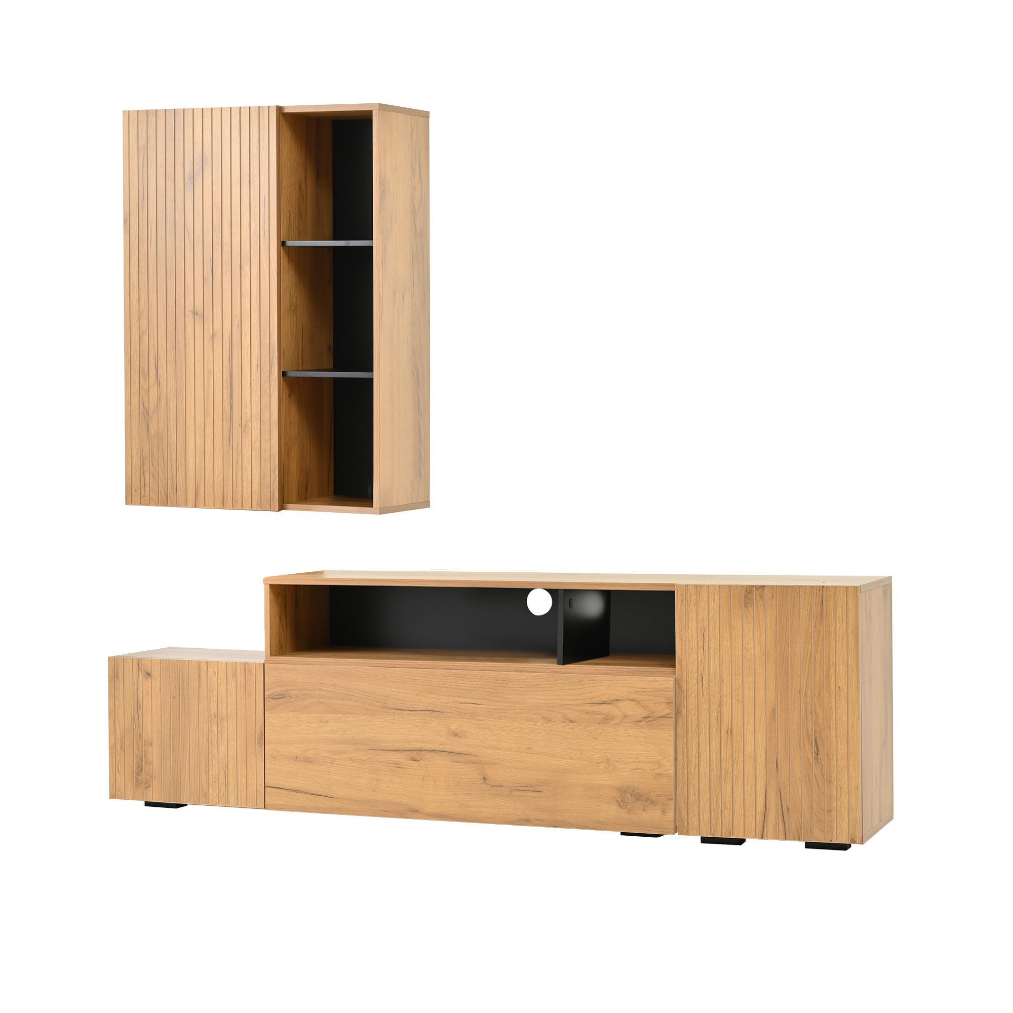 Logidon TV wall unit set display case two parts up to 265 cm oak black