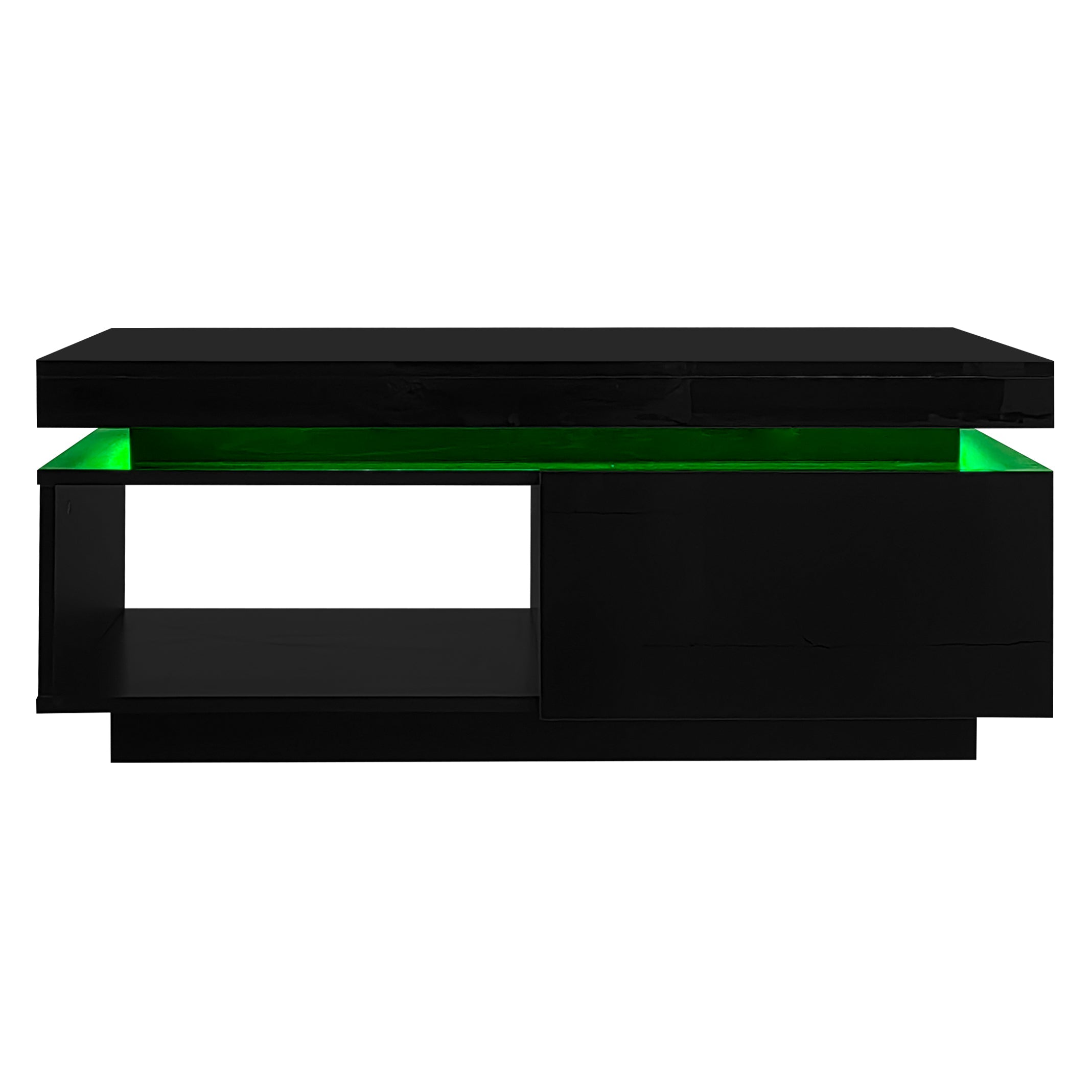 Logidon hoogglans salontafel zwart met LED verlichting 100x50x40 cm
