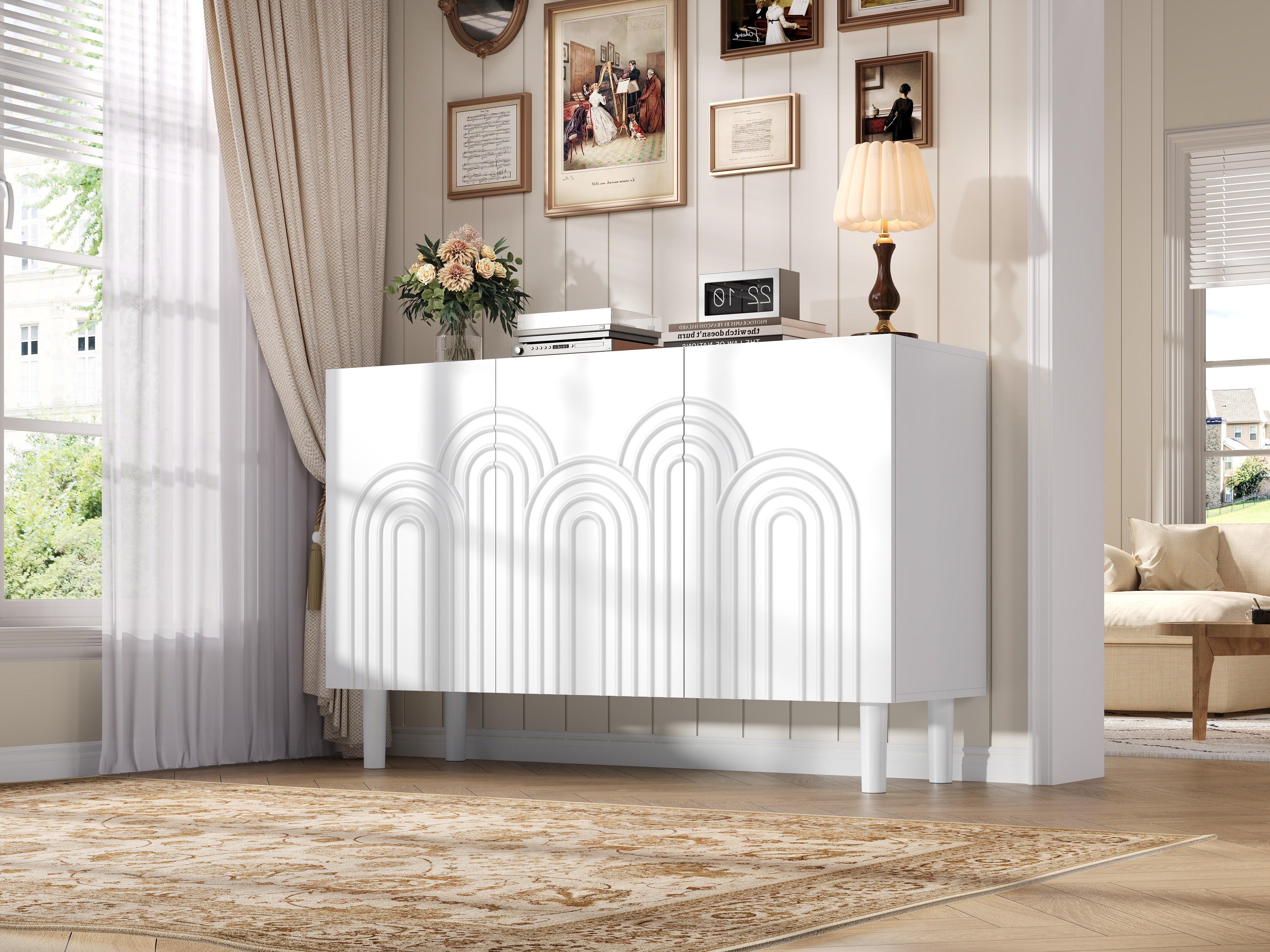 Logidon Dressoir 120x38,5x79 cm Wit MDF met 3 deuren