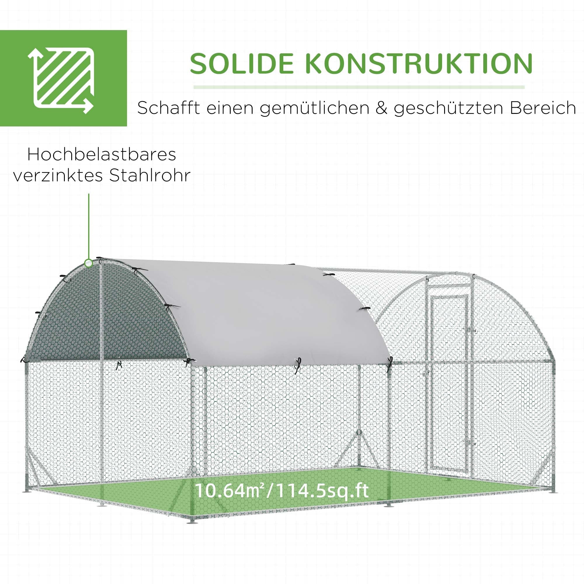 Logidon kippenhok buitenverblijf staal 280x380x197 cm zilver