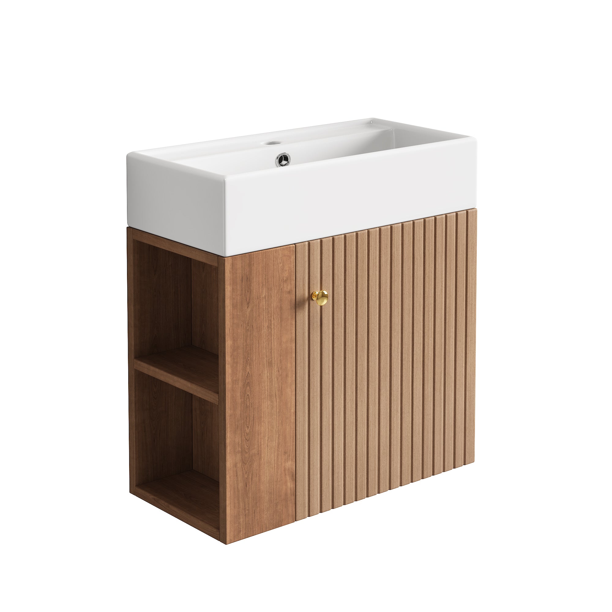 Logidon Badkamermeubel 55 cm met hangende onderkast bruin