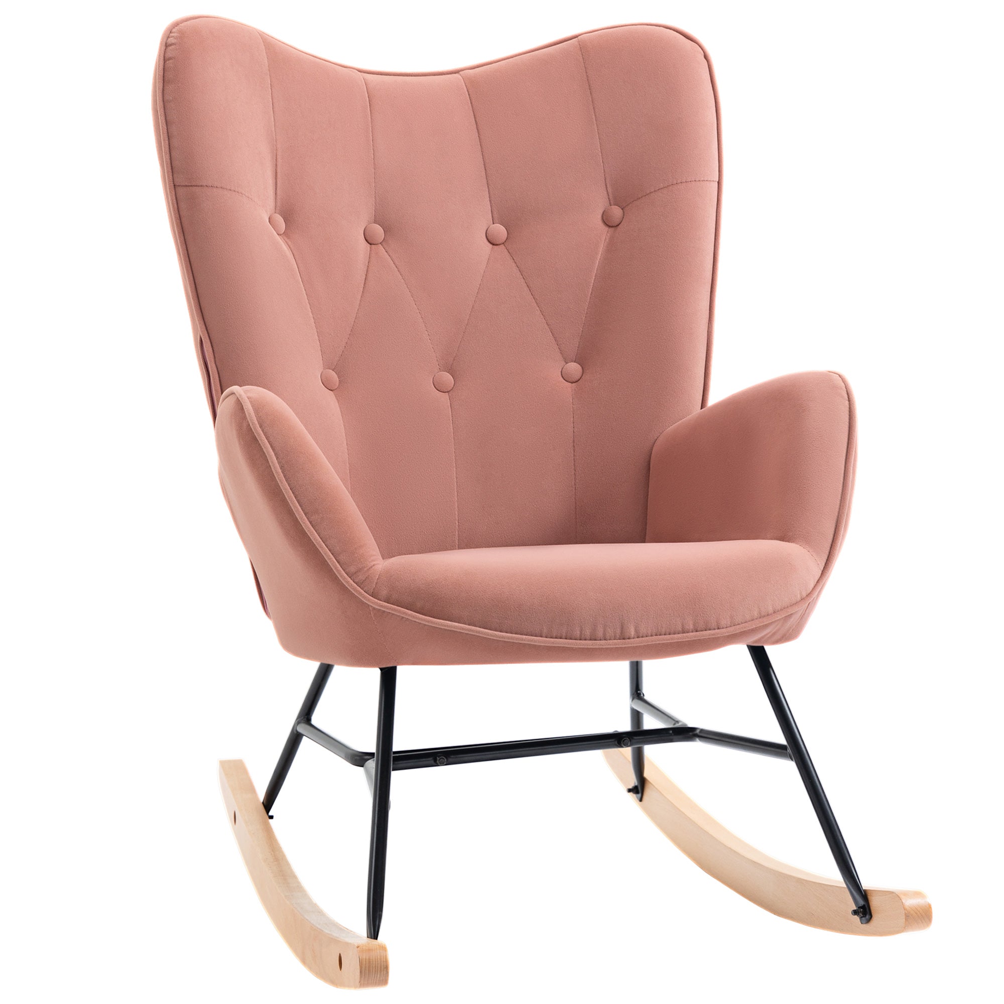 Logidon Roze Schommelstoel Met Hoge Rug En Polyester Hoes