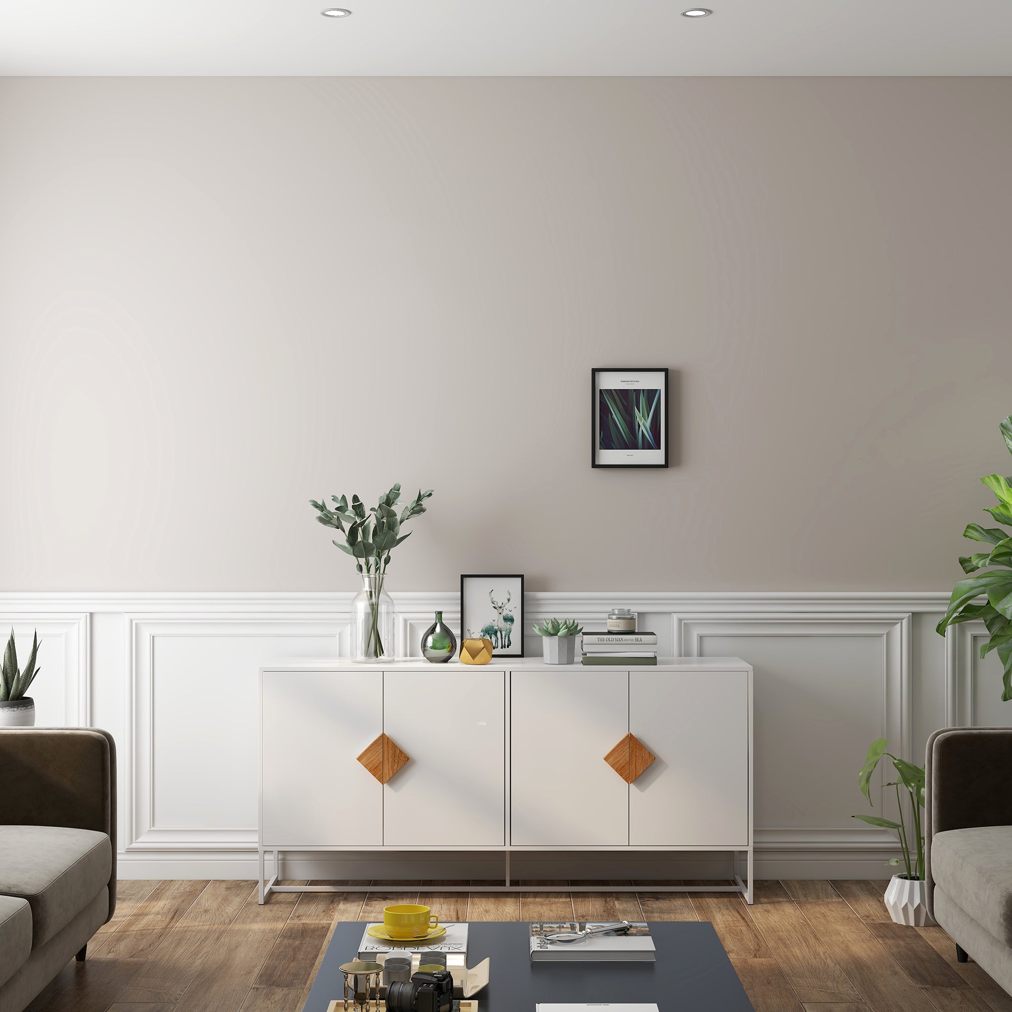 Logidon Wit Dressoir 160 cm met 4 deuren en dubbele opbergruimte