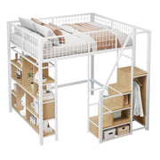 Logidon hoogslaper 140x200 cm metaal met opbergruimte trap wit