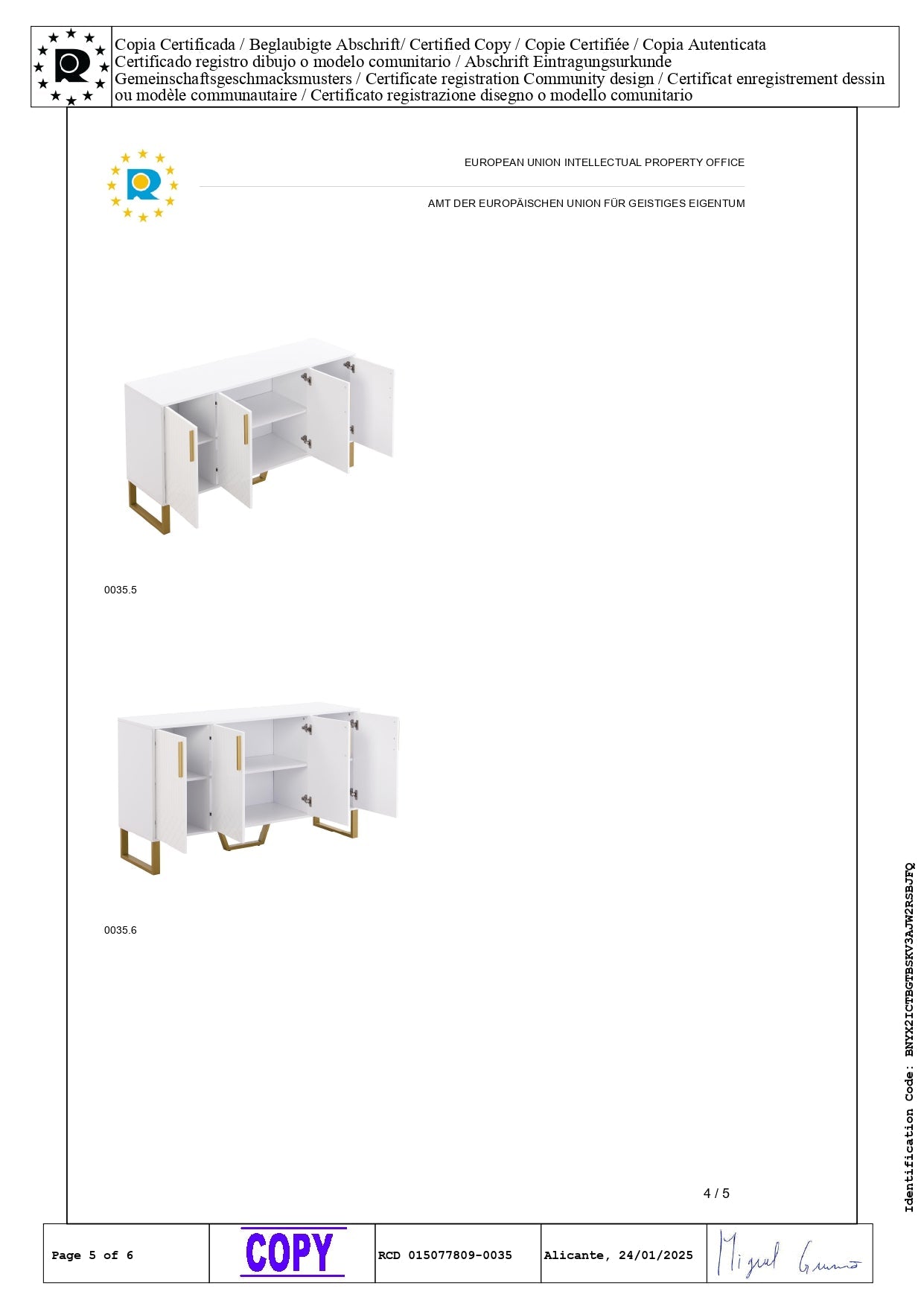 Logidon hoogglans dressoir wit 4 deuren geometrisch ontwerp 140x40x80