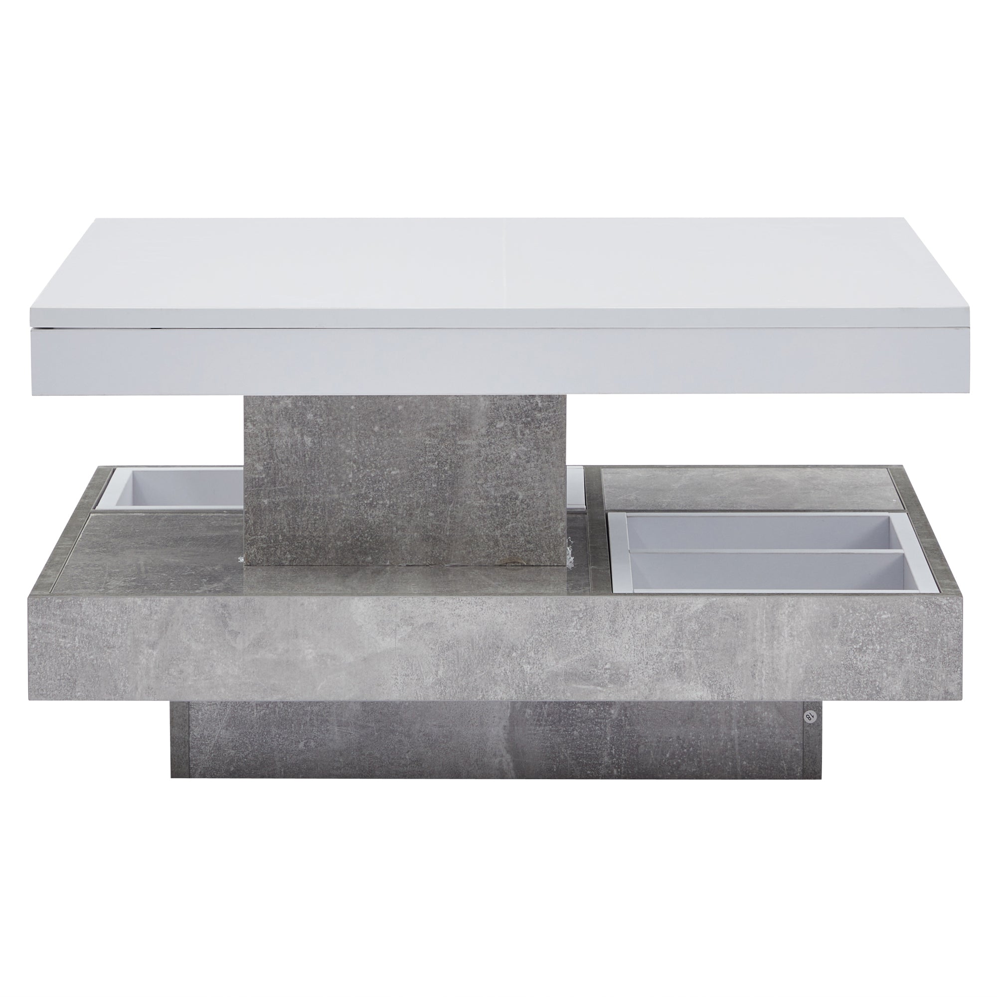Logidon 360 graden draaibare salontafel 70x70x36 cm wit hoogglans
