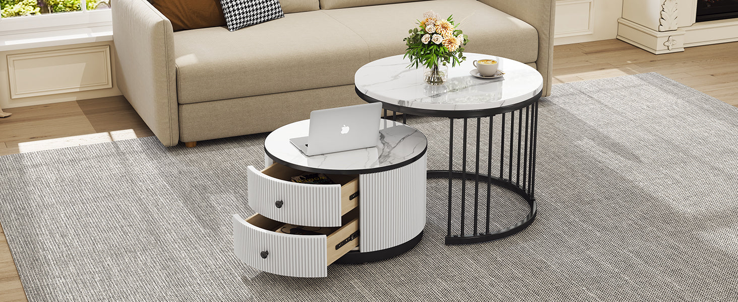 Logidon Elegante salontafelset in nestvorm wit 60x60 en 50x50