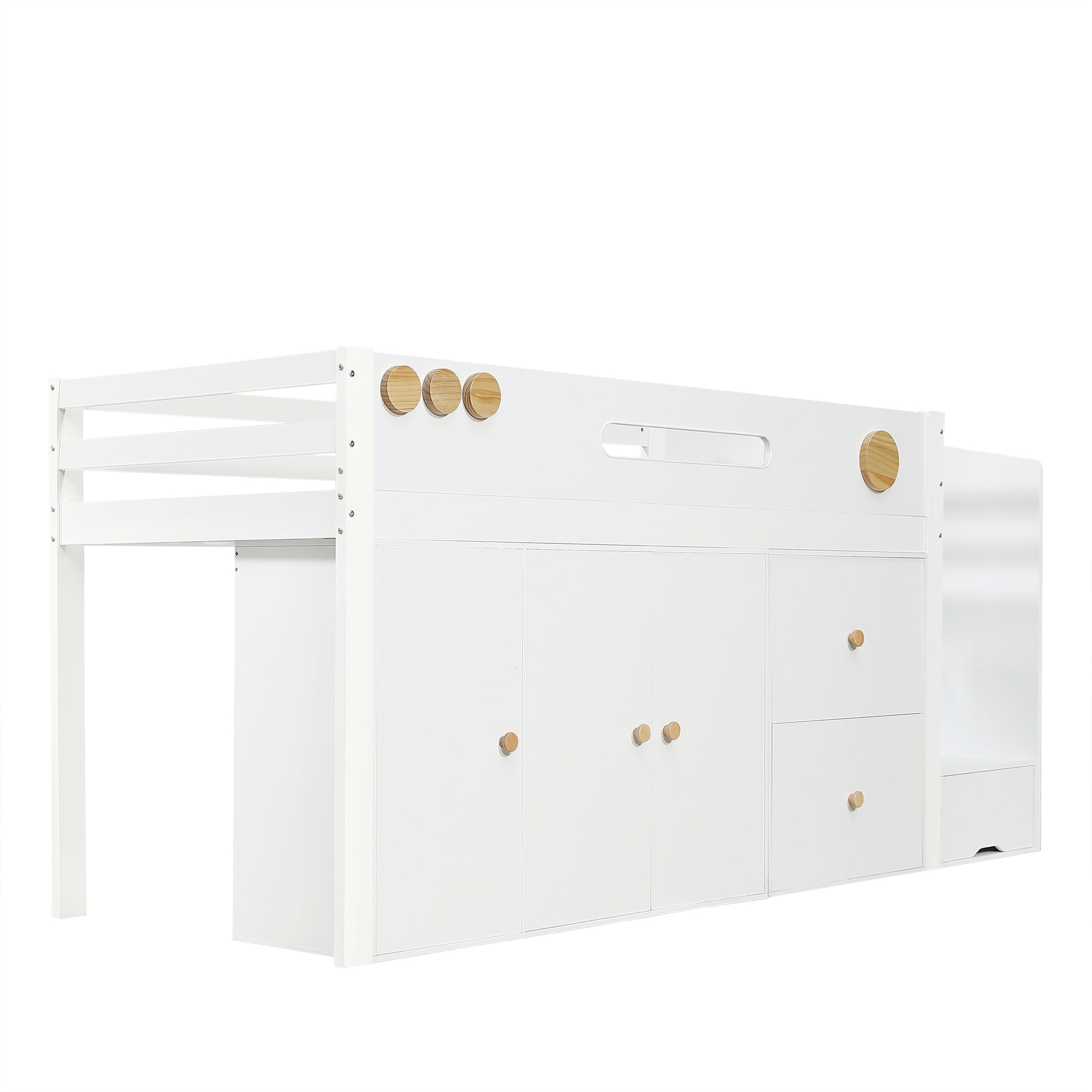 Logidon halfhoogsbed 90x200 wit met opbergtrap 2 lades